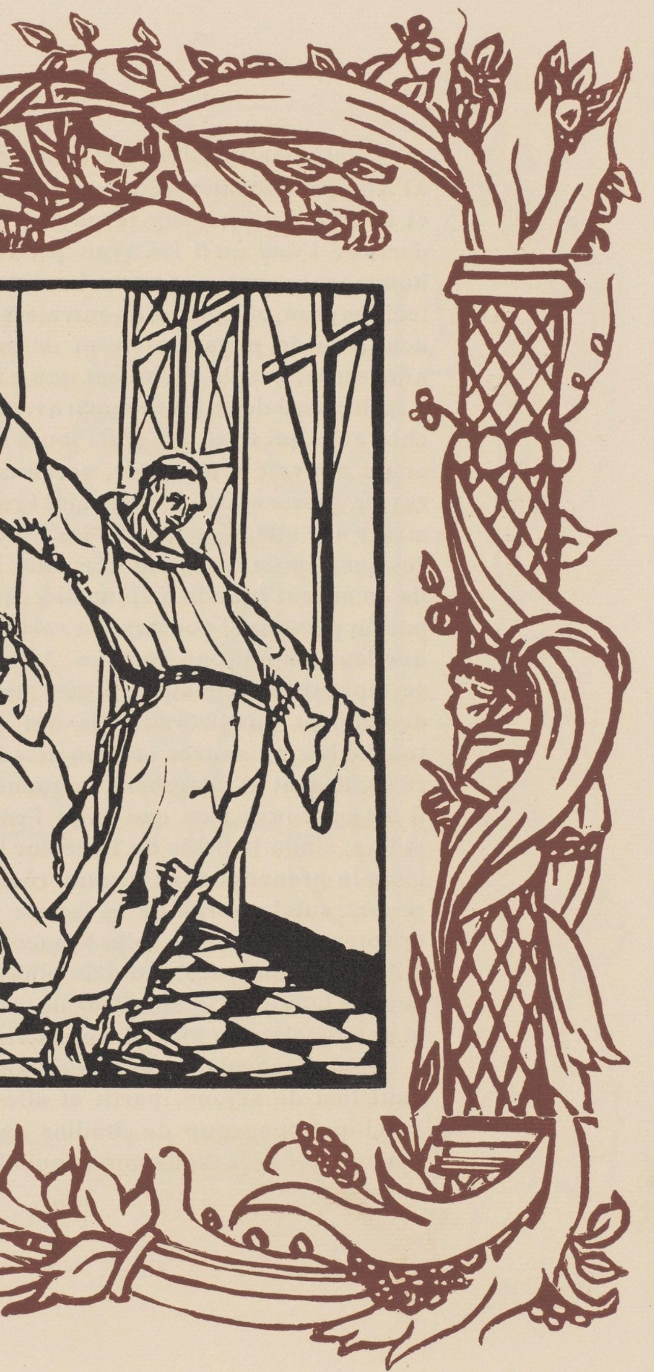 Émile Bernard, Composition (Morane, No. 100), Les Petites Fleurs de St. Françoise, Limited Edition Woodcut