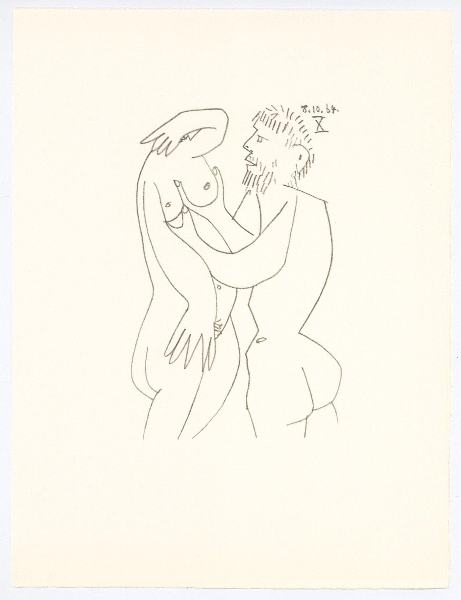 Pablo Picasso, Composition, Le Goût du Bonheur (Cramer 148; Bloch 2013), Limited Edition Mixed Media Lithograph