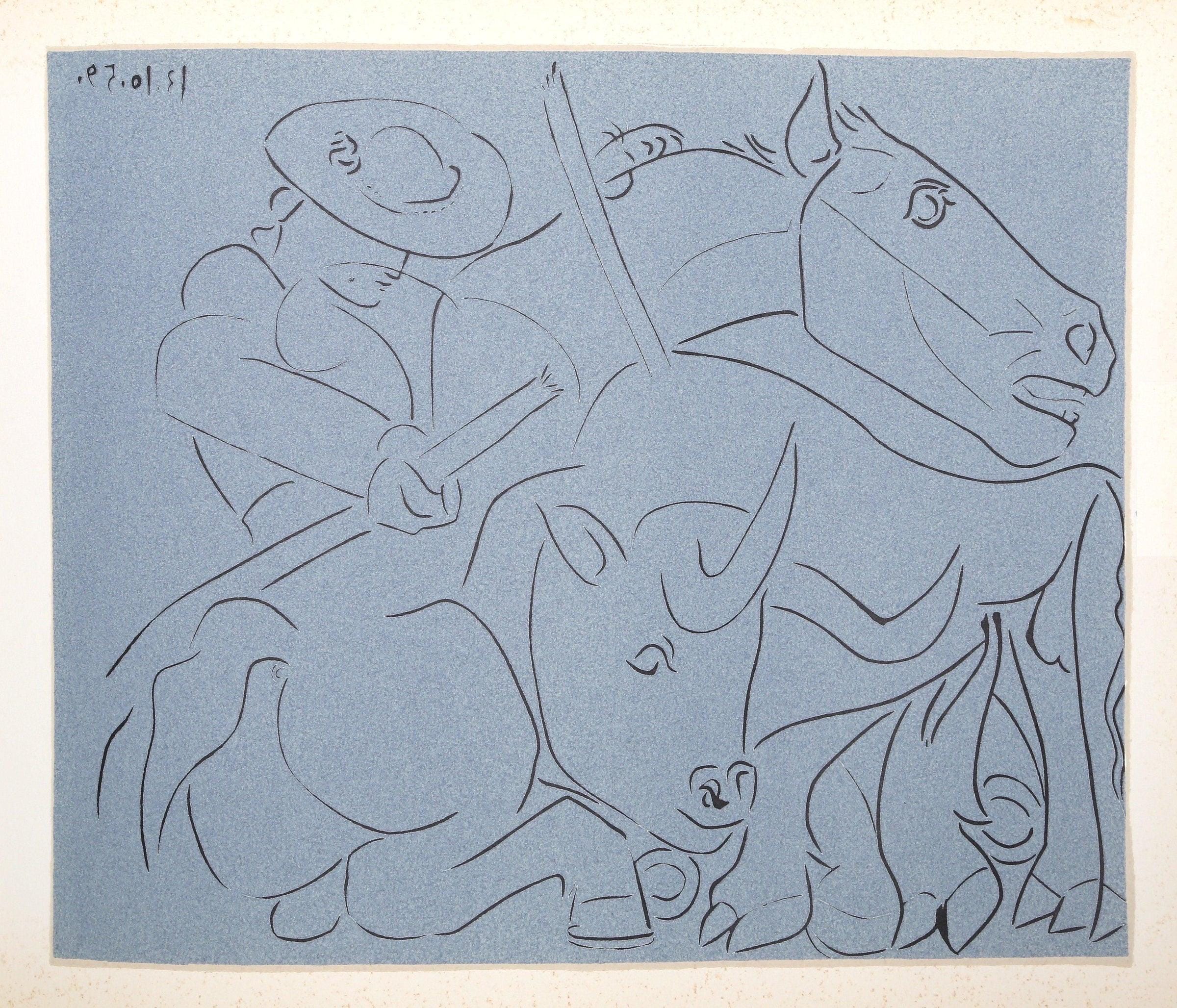 Pablo Picasso, Broken Lance (Orozco 214), Grabados al linóleo, Limited Edition Linocut