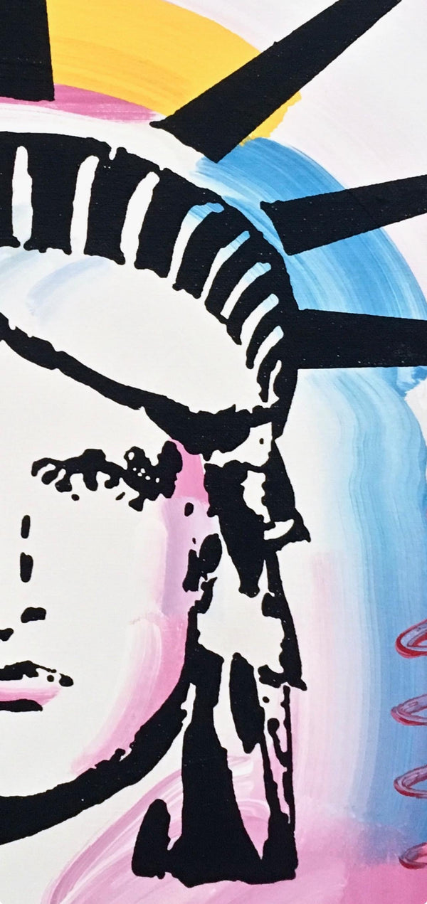 Peter Max, Liberty Head, Hand Signed, Acrylic Painting