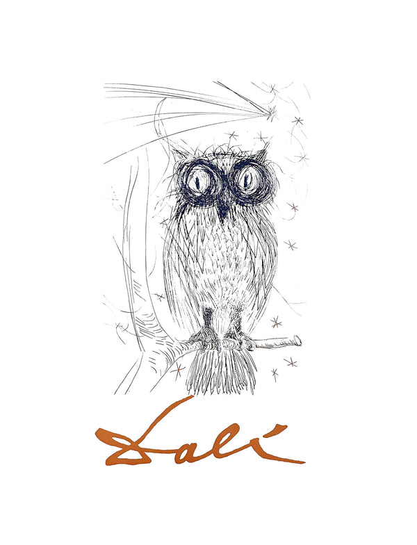 Salvador Dalí, La Chouette Bleue, Original Edition Offset Lithograph