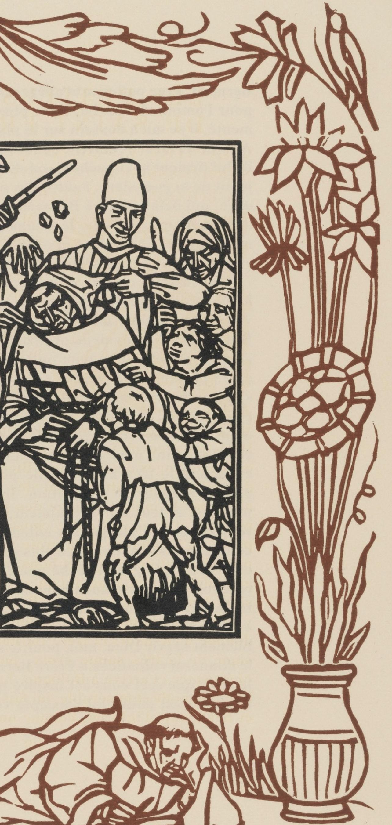 Émile Bernard, Composition (Morane, No. 100), Les Petites Fleurs de St. Françoise, Limited Edition Woodcut