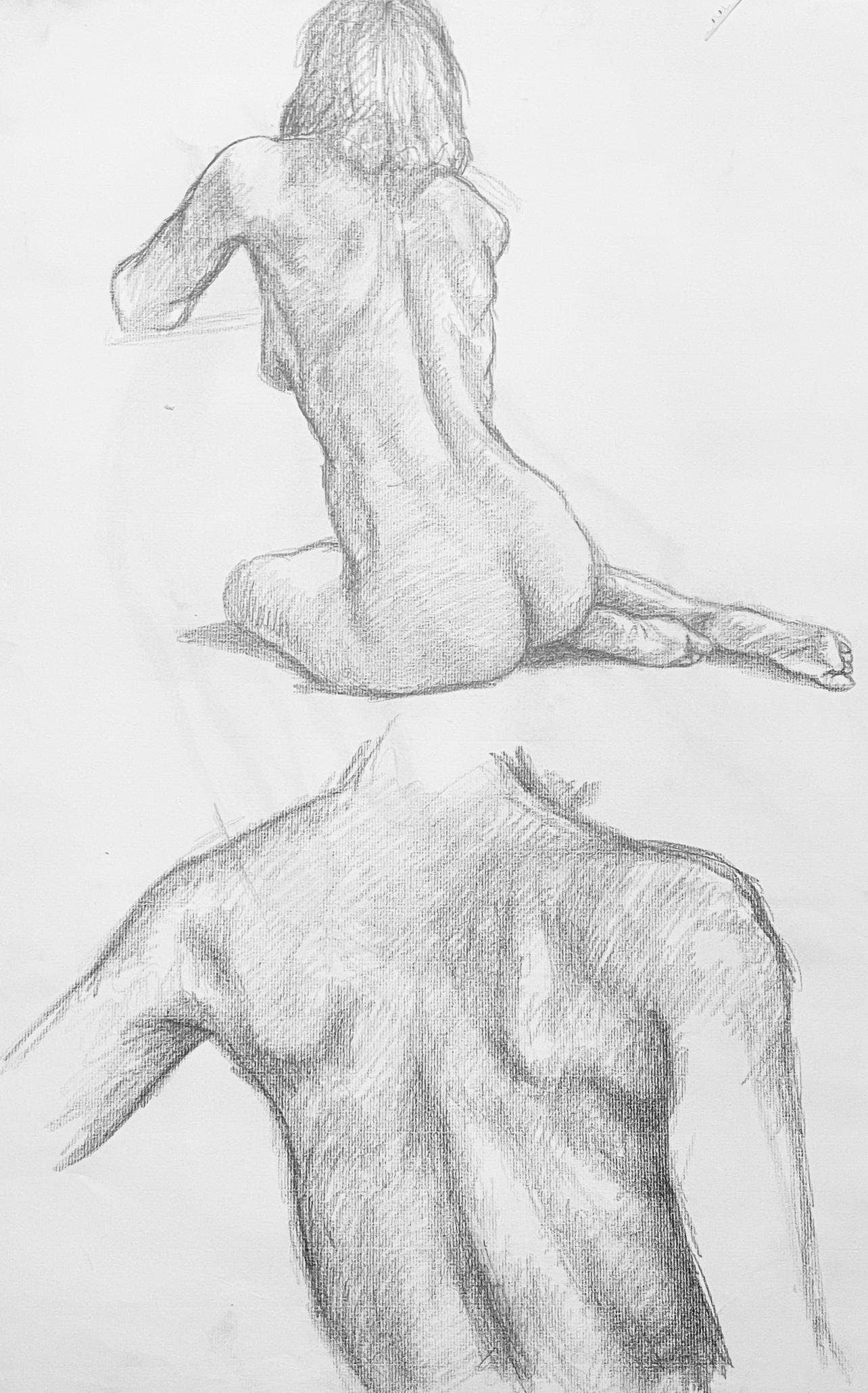 Ian Hornak, Renaissance Male and Female Nude Figure Study, 1963, Original Drawing