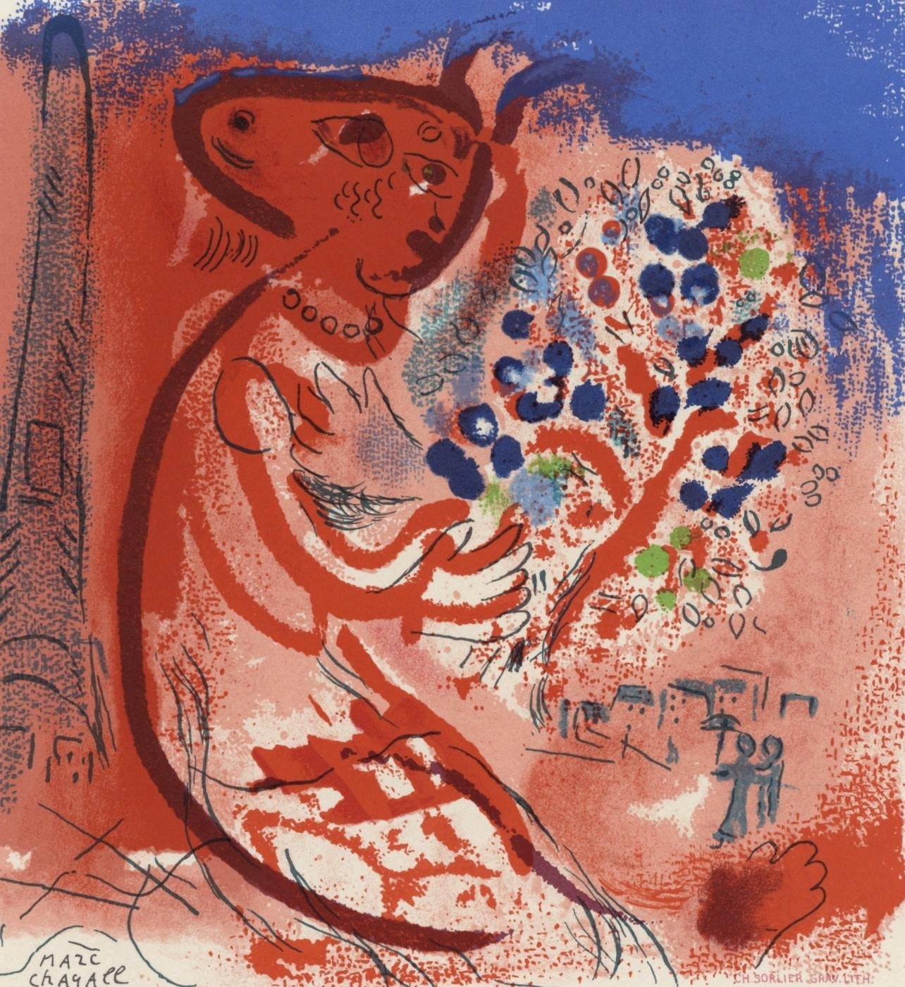 Marc Chagall, Composition, Lettre à mon peintre Raoul Dufy, Limited Edition Lithograph