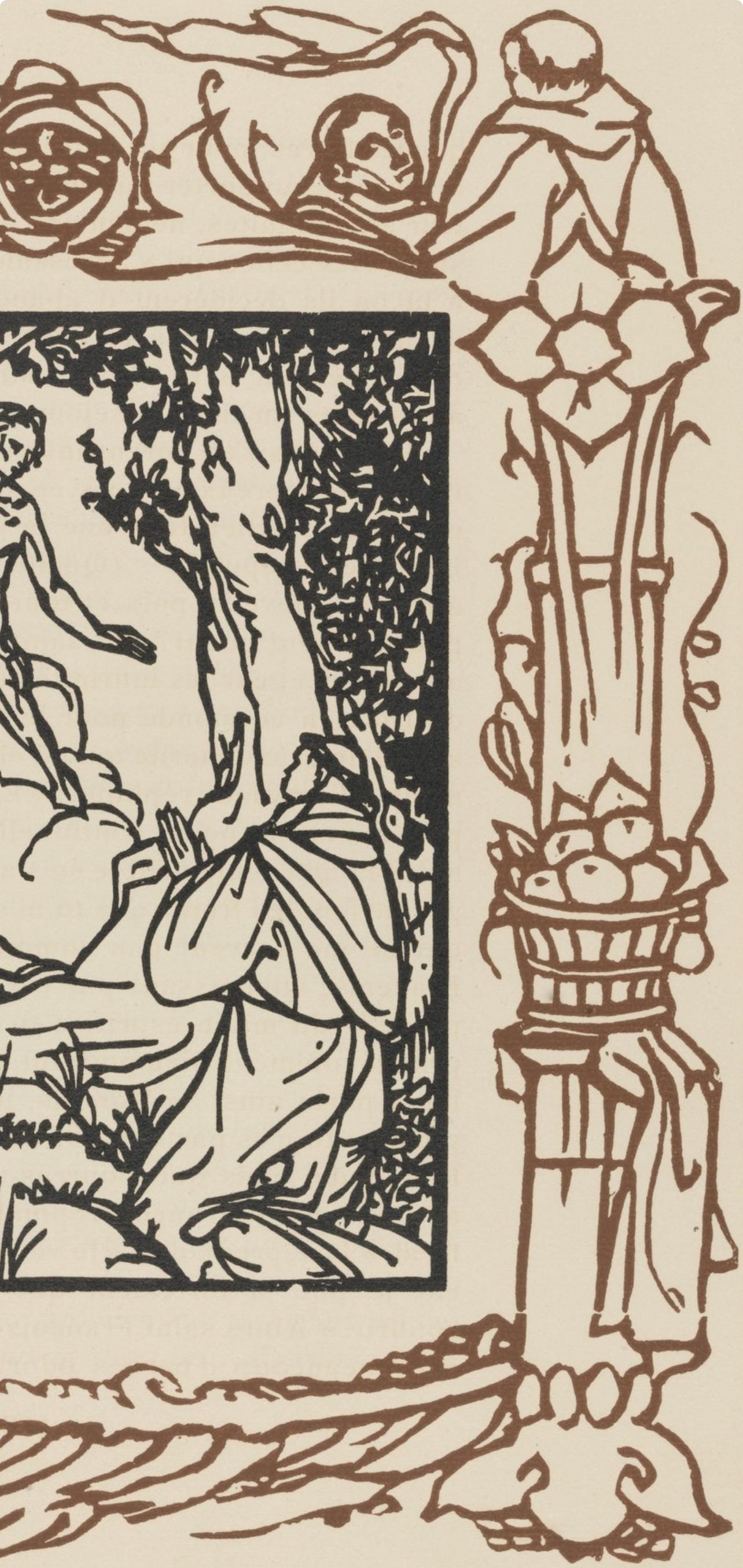 Émile Bernard, Composition (Morane, No. 100), Les Petites Fleurs de St. Françoise, Limited Edition Woodcut