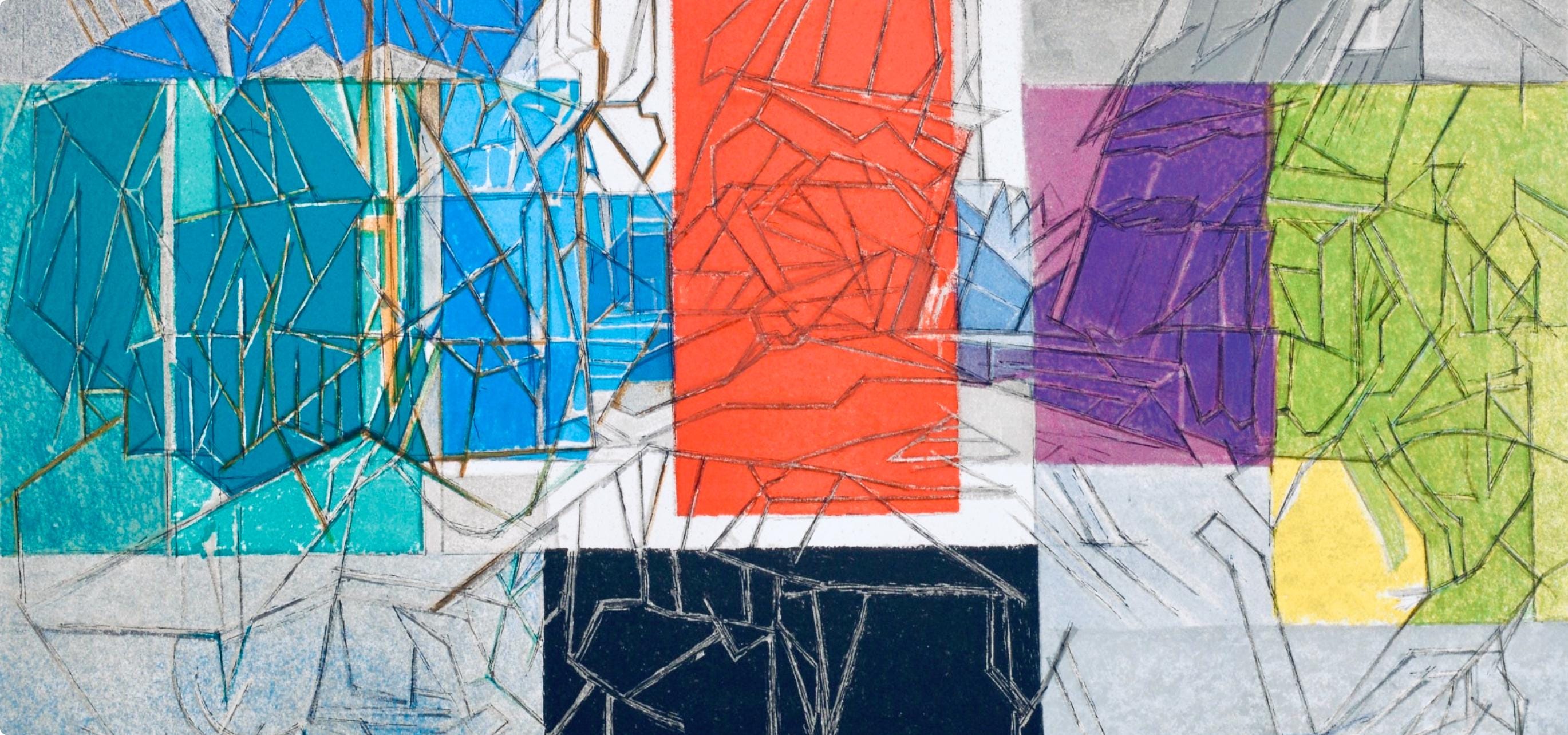 Jacques Villon, Composition (Ginestet/Pouillon 65-72), Jacques Villon, Huit lithographies, Limited Edition Lithograph