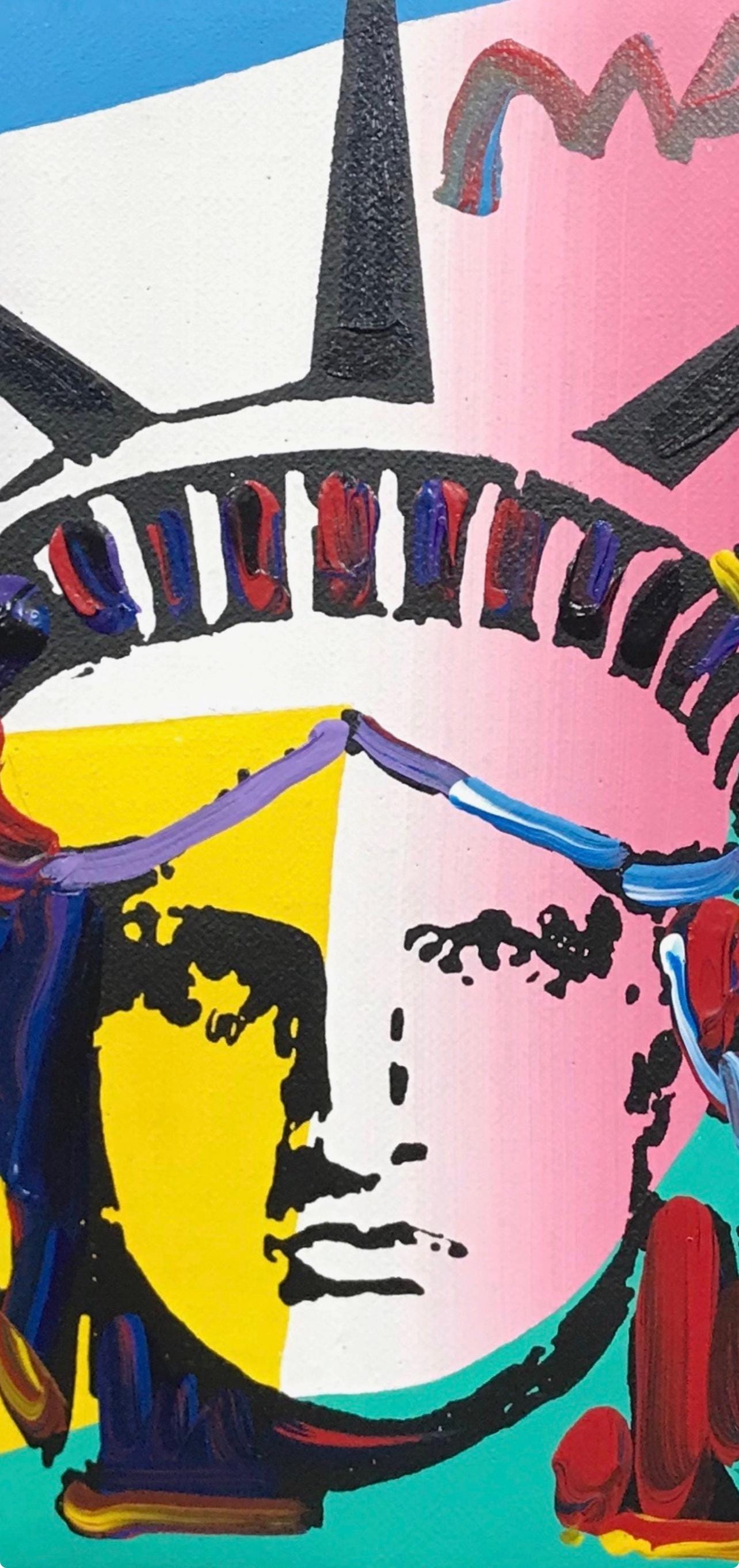 Peter Max, Liberty Head, Hand Signed, Acrylic Painting