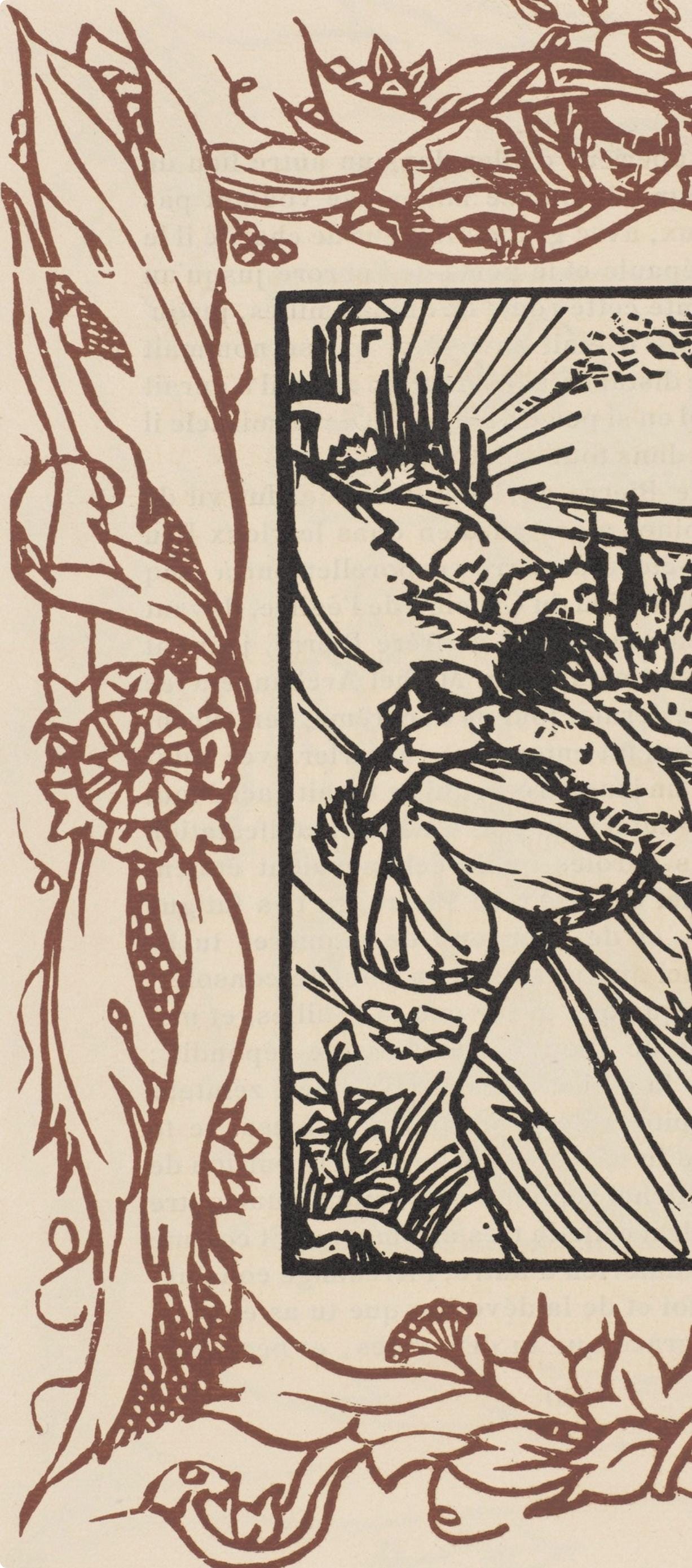 Émile Bernard, Composition (Morane, No. 100), Les Petites Fleurs de St. Françoise, Limited Edition Woodcut