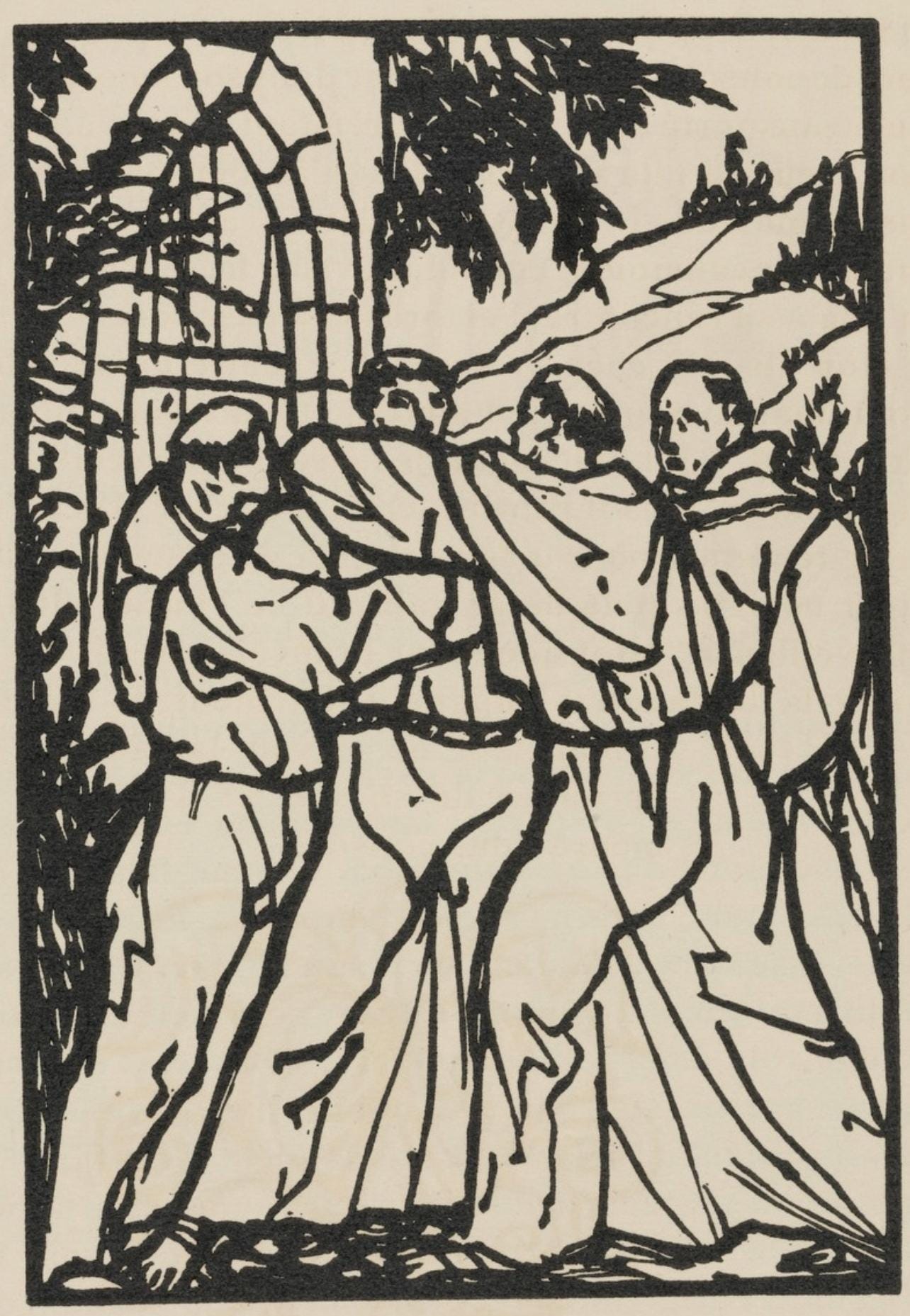 Émile Bernard, Composition (Morane, No. 100), Les Petites Fleurs de St. Françoise, Limited Edition Woodcut