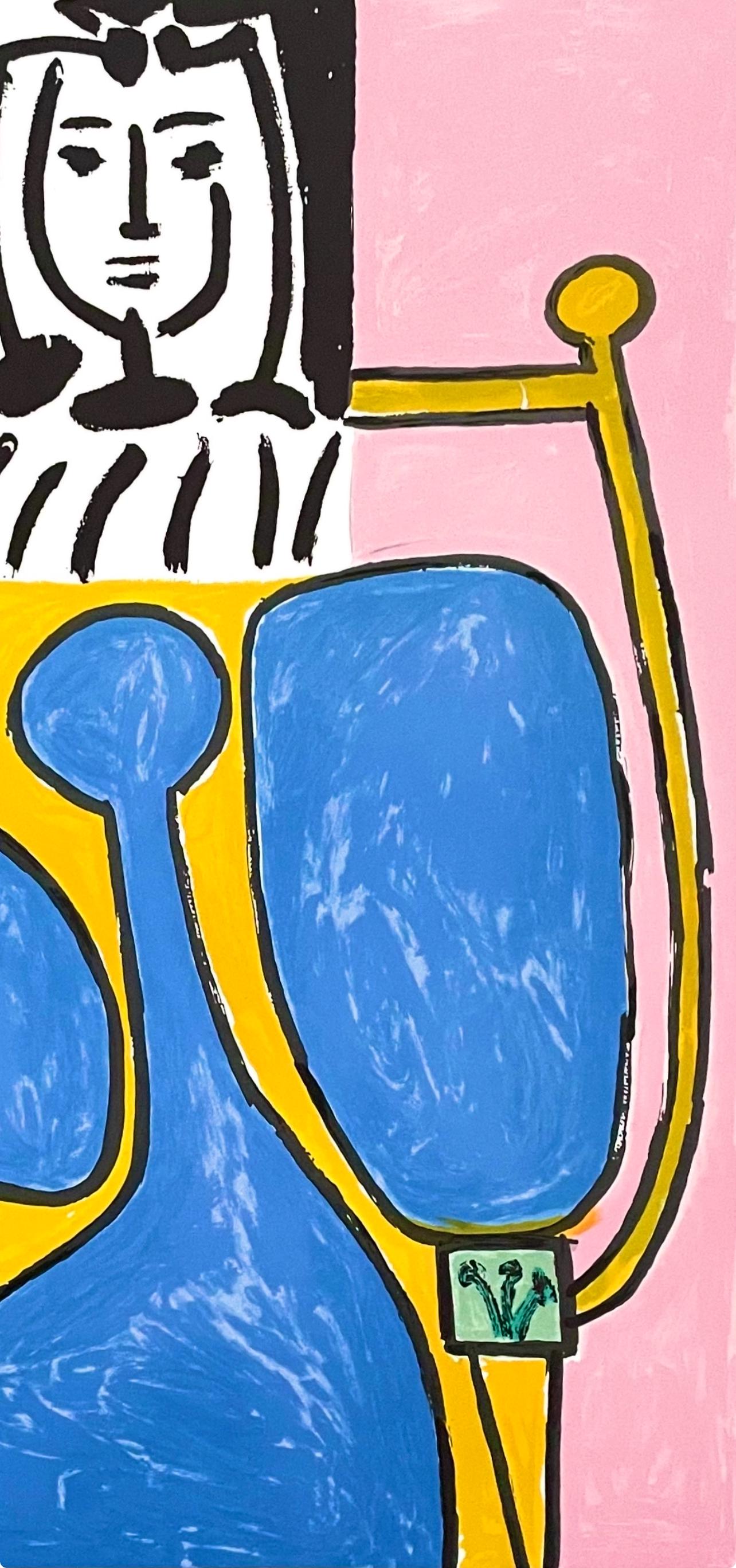 Pablo Picasso, Femme Assise à la Robe Bleue, Marina Picasso Collection, Official Limited Edition Lithograph