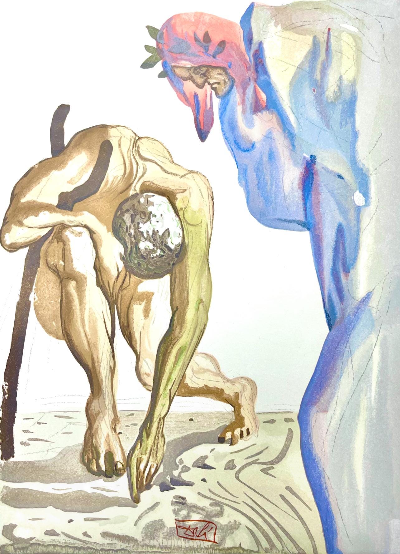 Salvador Dali, Fegefeuer VII (Field 189-200; Michler/Löpsinger 1039-1138), Die Göttliche Komödie, Signed, Limited Edition Woodcut
