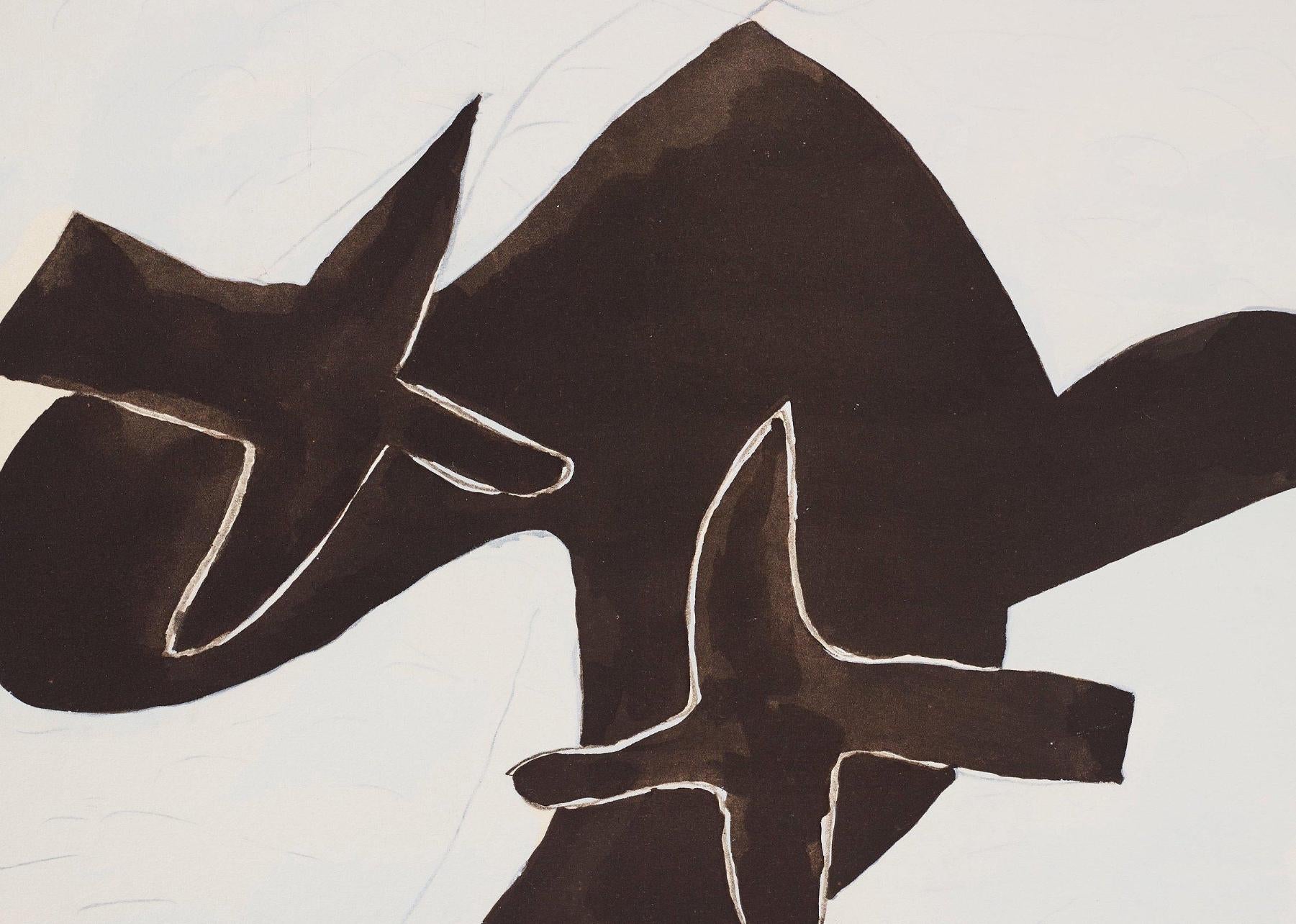 Georges Braque, Composition, Braque Espaces, 13 Dessins, Lavis, Aquarelles, Limited Edition Lithograph