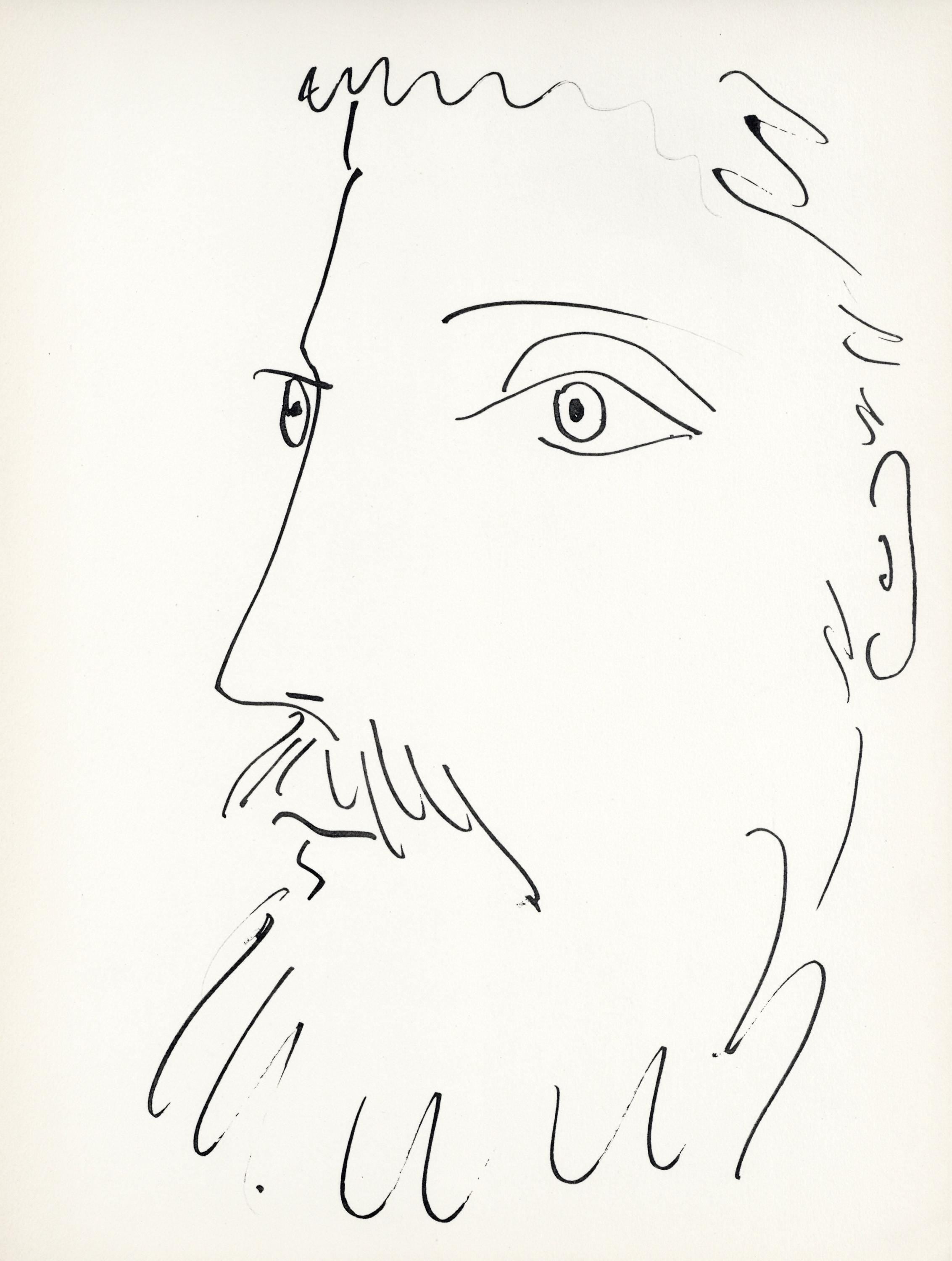 Pablo Picasso, Visage d'homme, profil gauche (Cramer No. 84), 40 dessins de Picasso en marge du Buffon, Limited Edition Lithograph