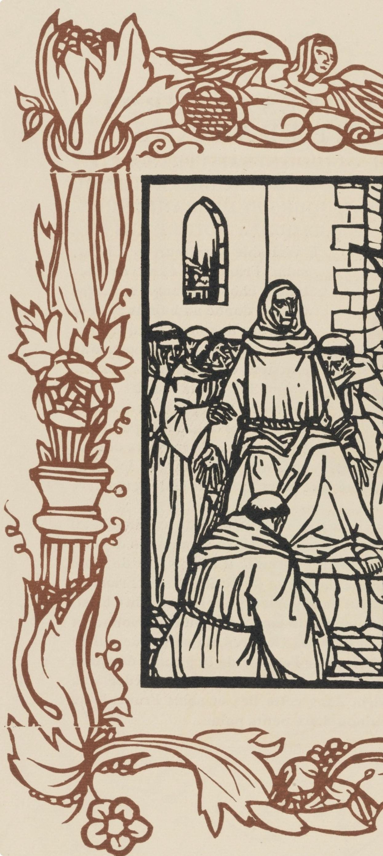 Émile Bernard, Composition (Morane, No. 100), Les Petites Fleurs de St. Françoise, Limited Edition Woodcut