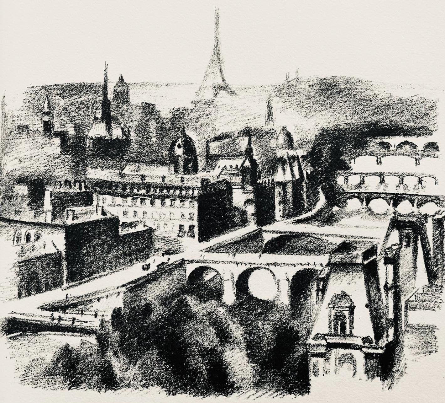 Robert Delaunay, La Seine et La Tour (Habasque 720-728), Allo! Paris!, Limited Edition Lithograph