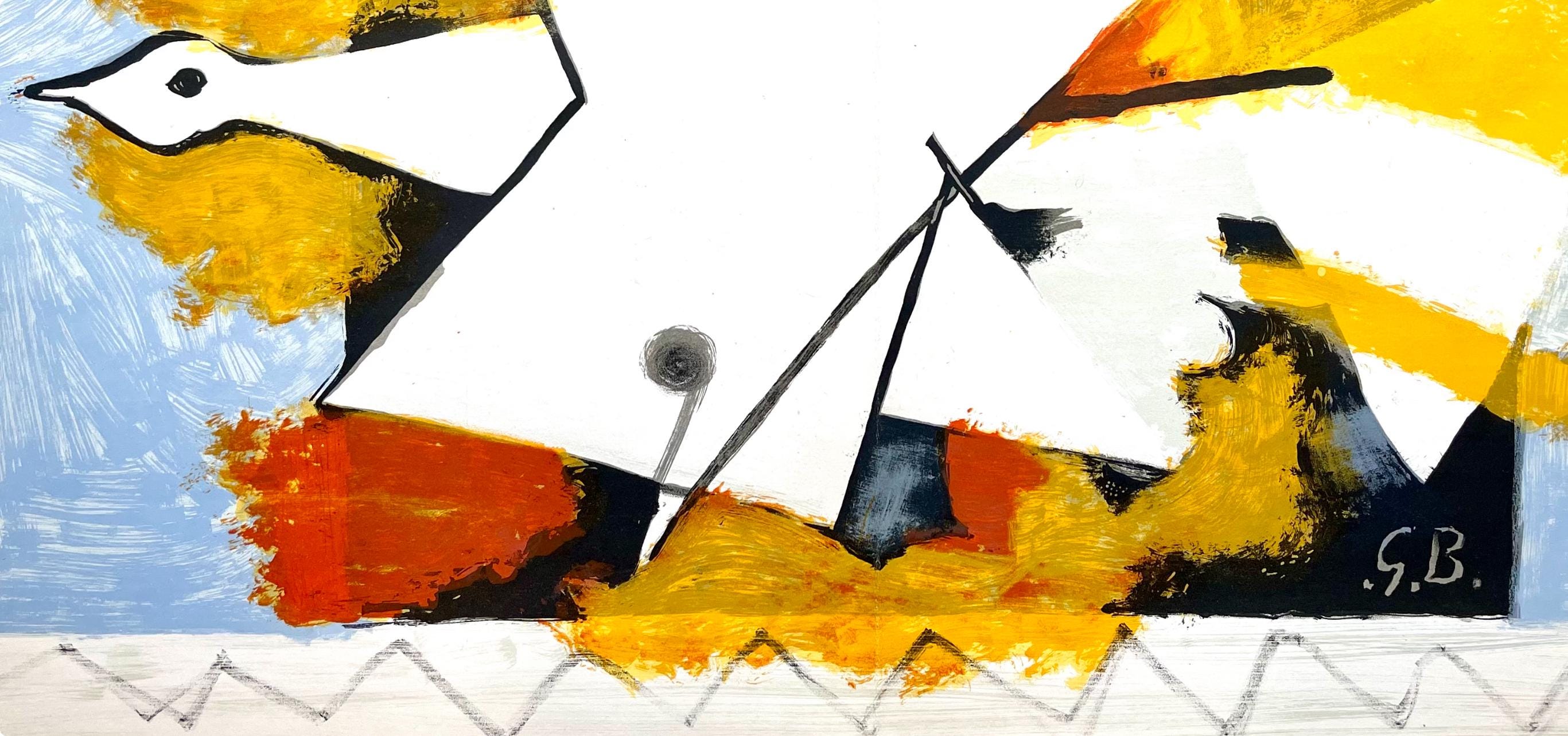 Georges Braque, L'oiseau jaune (Maeght 1031), Derrière le miroir, Limited Edition Lithograph