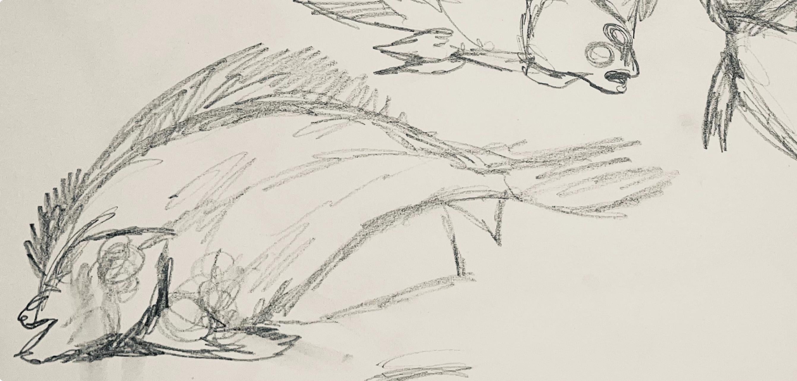 Ian Hornak, Renaissance Fish Study, 1963, Original Drawing