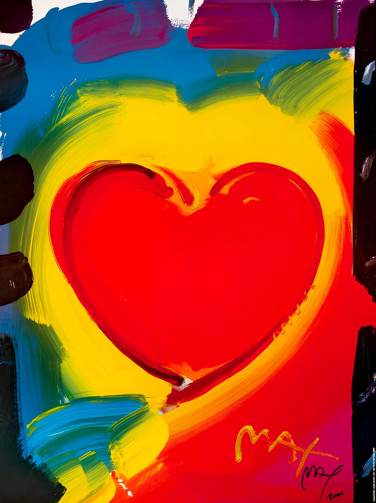 Peter Max, Valentine Heart, 2000, Hand Signed, Official Edition Offset Lithograph