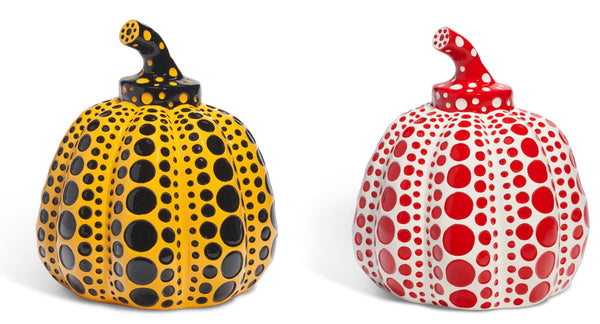Yayoi Kusama 草間 彌生, Pumpkins, Yellow/Black, Red/White (Two Sculptures) Limited Edition Cast Resin Sculptures