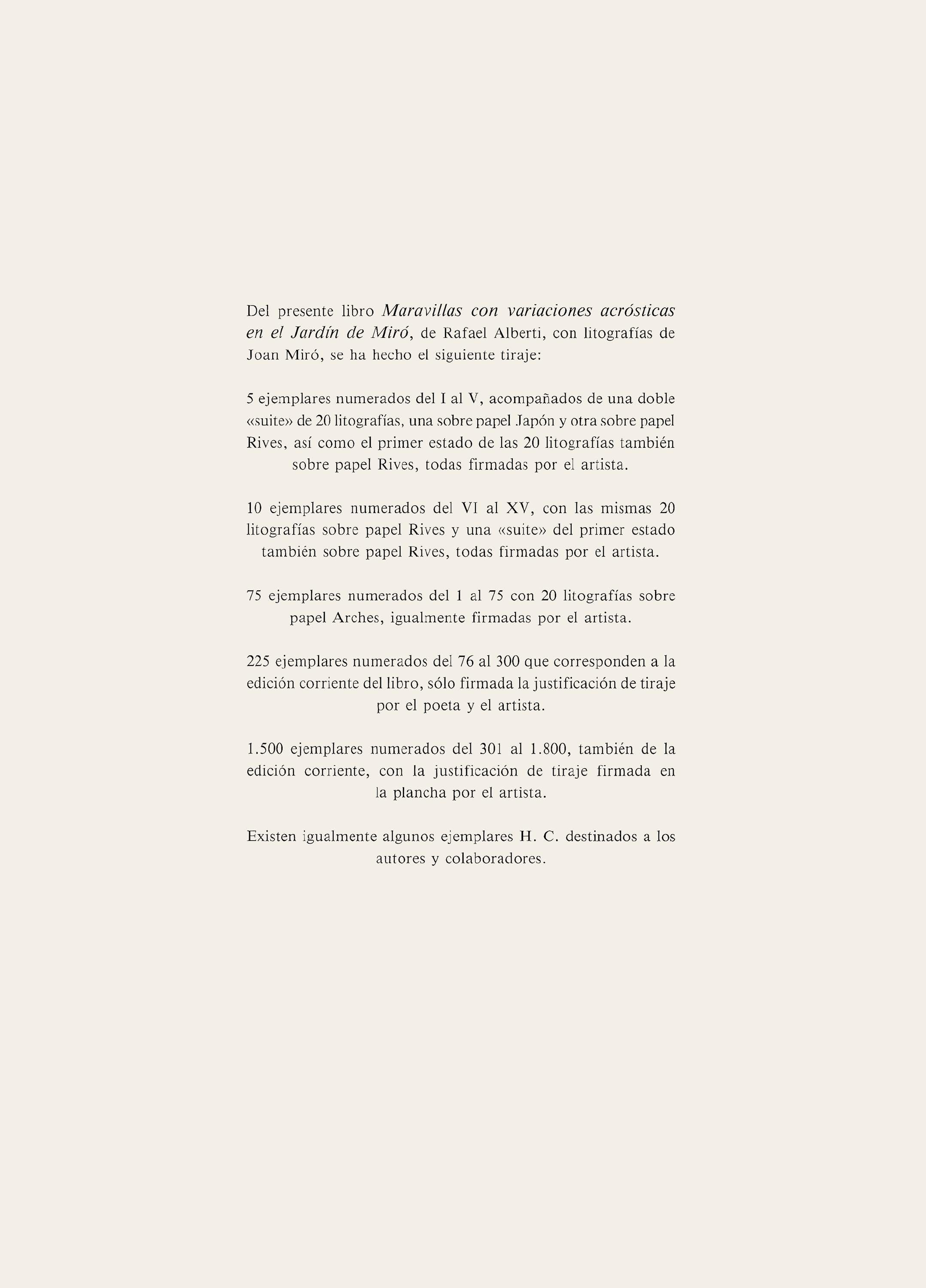 Joan Miró, Composition (Mourlot, 1051-1072), Maravillas con Variaciones acrósticas en el Jardín de Miró, Limited Edition Lithograph