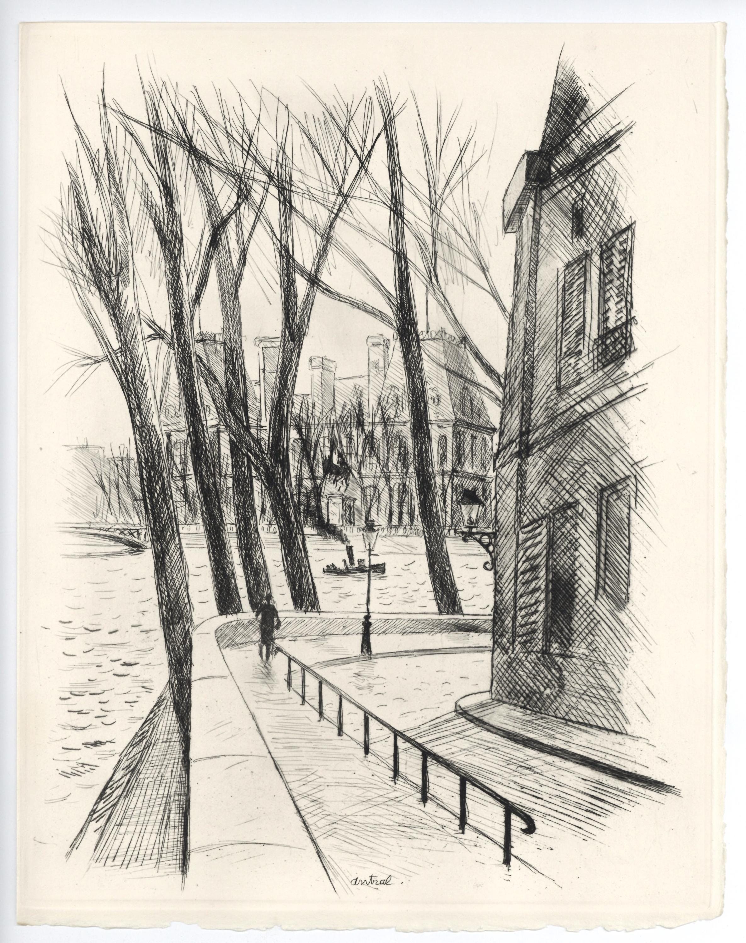 Robert Louis Antral, L'Hôtel de Ville, A La gloire à Paris, Limited Edition Etching