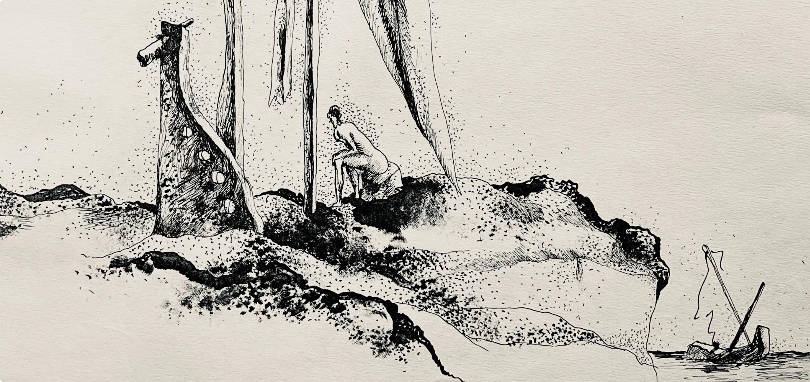 Jean Lurçat, le radeau de la méduse, huit dessins à la plume, Limited Edition Lithograph