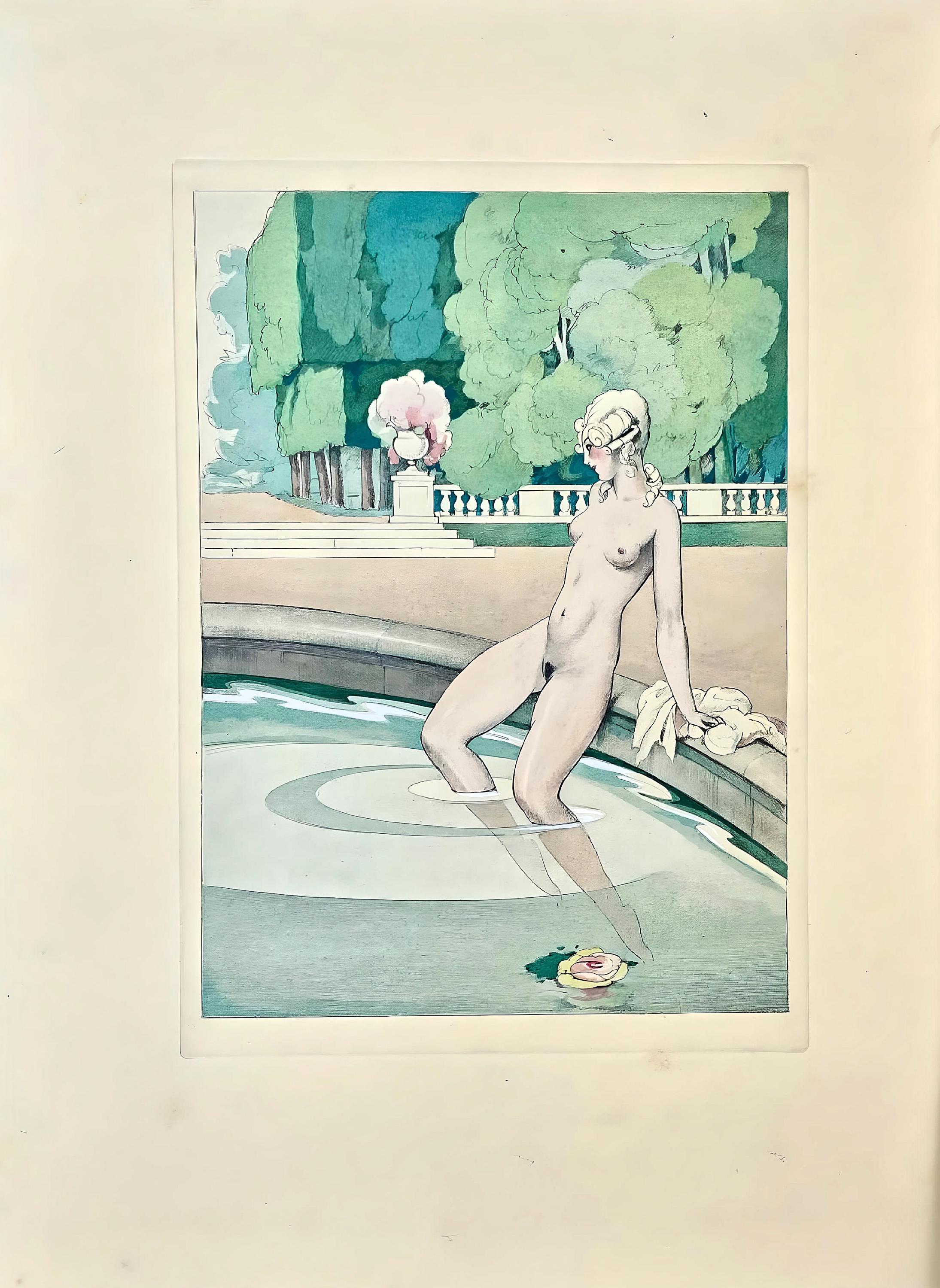 Umberto Brunelleschi, Composition, La Leçon d'amour dans un parc, Limited Edition Lithograph