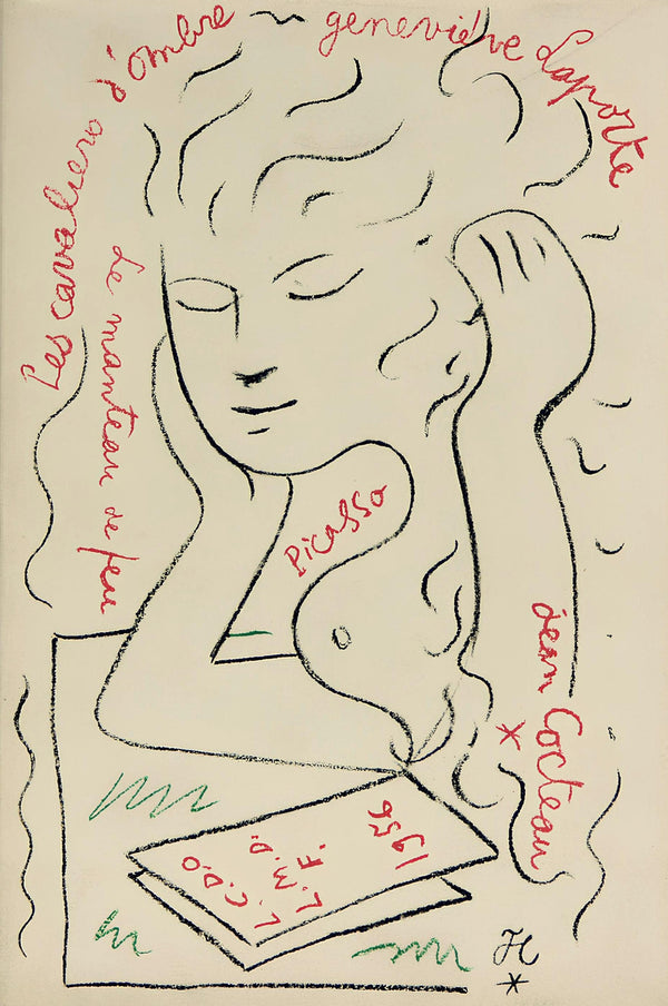 Jean Cocteau, Composition, Sous le Manteau de Feu, Limited Edition Lithograph