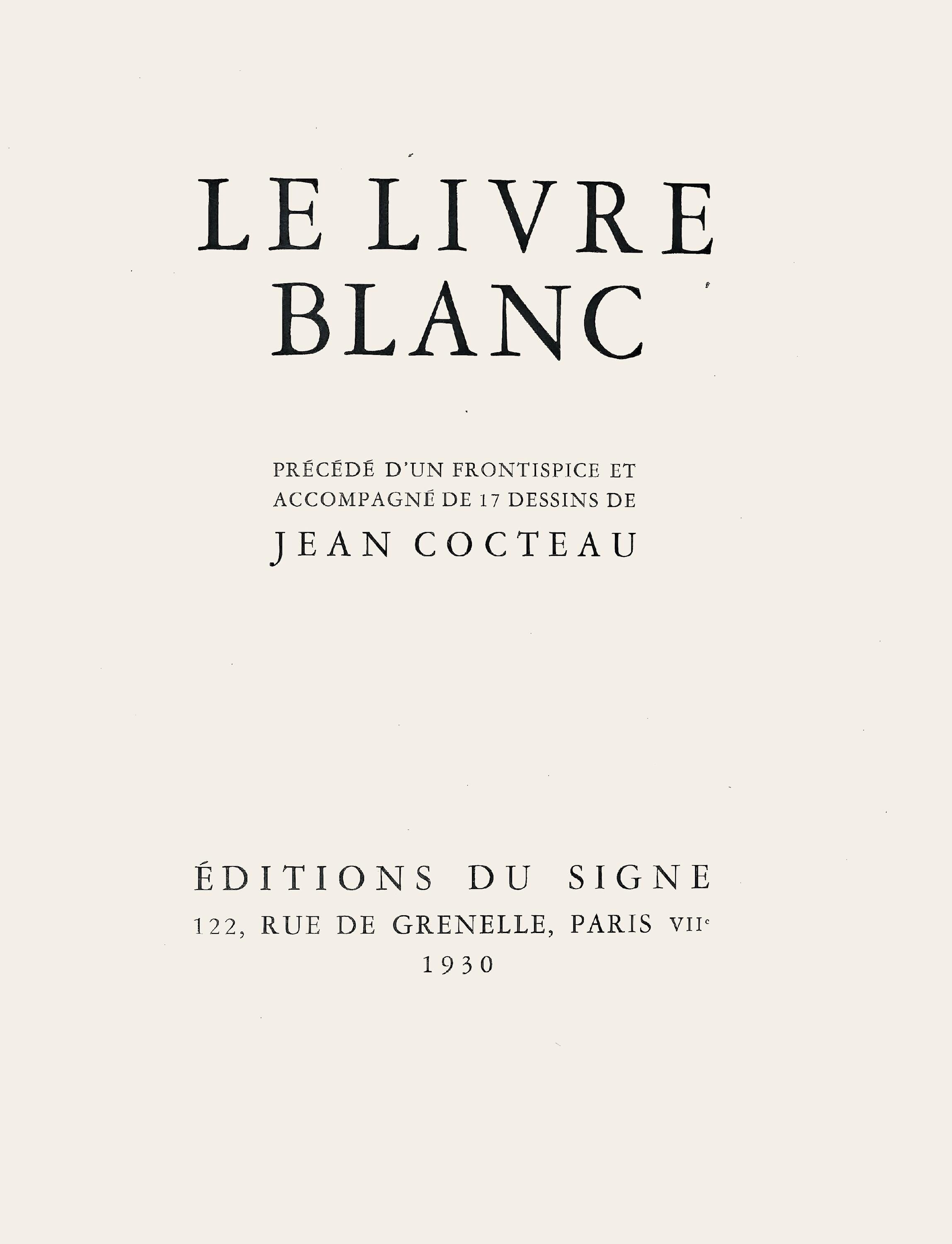 Jean Cocteau, Composition, Le Livre Blanc, Limited Edition Lithograph