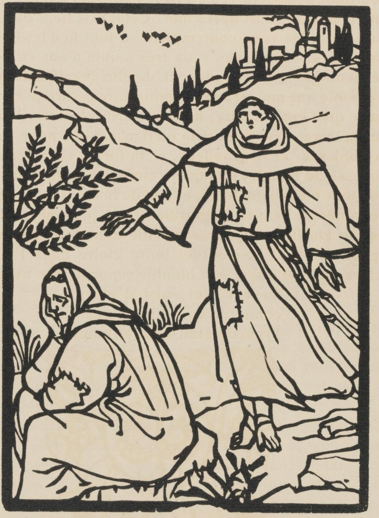 Émile Bernard, Composition (Morane, No. 100), Les Petites Fleurs de St. Françoise, Limited Edition Woodcut