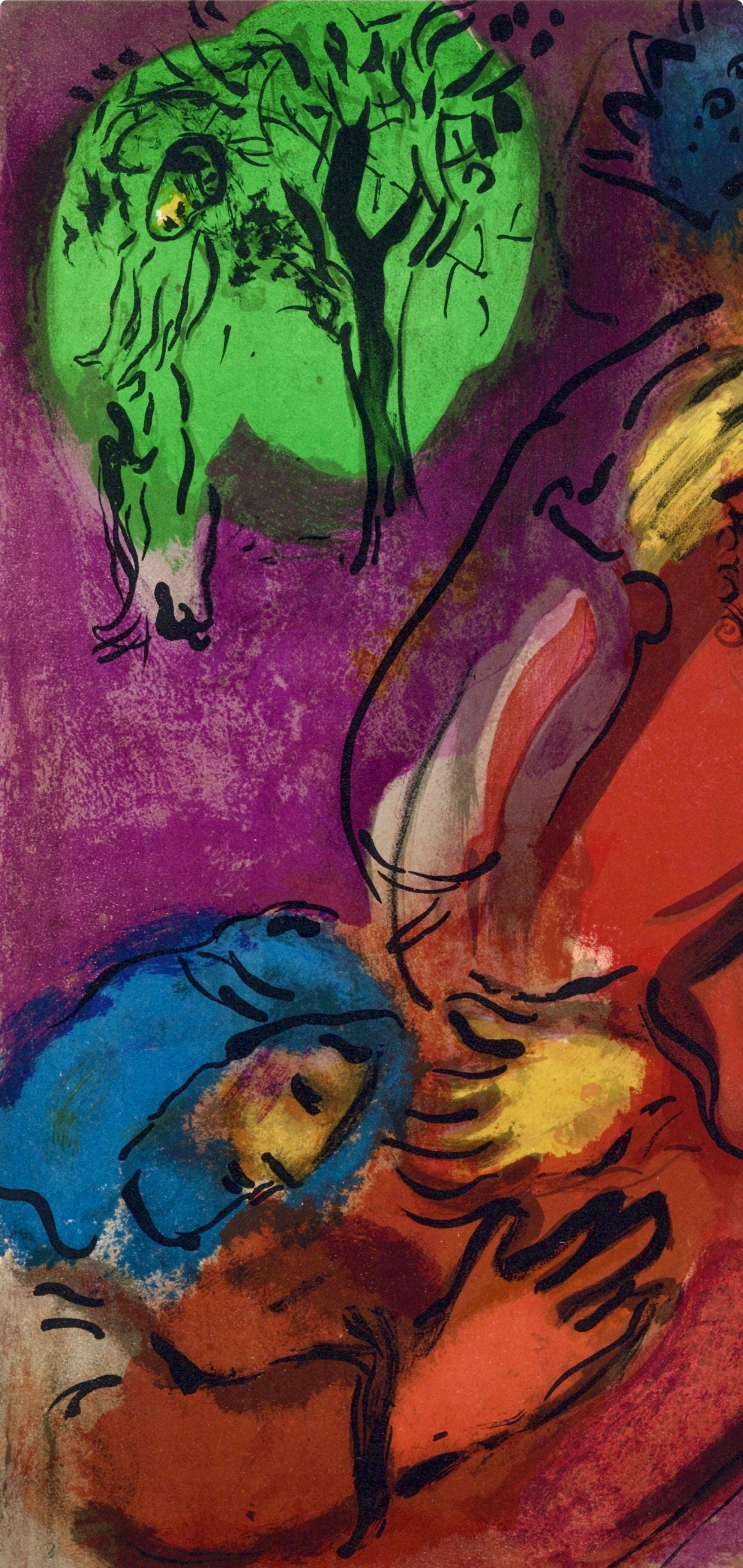 Marc Chagall, David and Absalom (Mourlot 117-46; Cramer 25), Drawings from the Bible by Marc Chagall, Verve, Limited Edition Lithograph