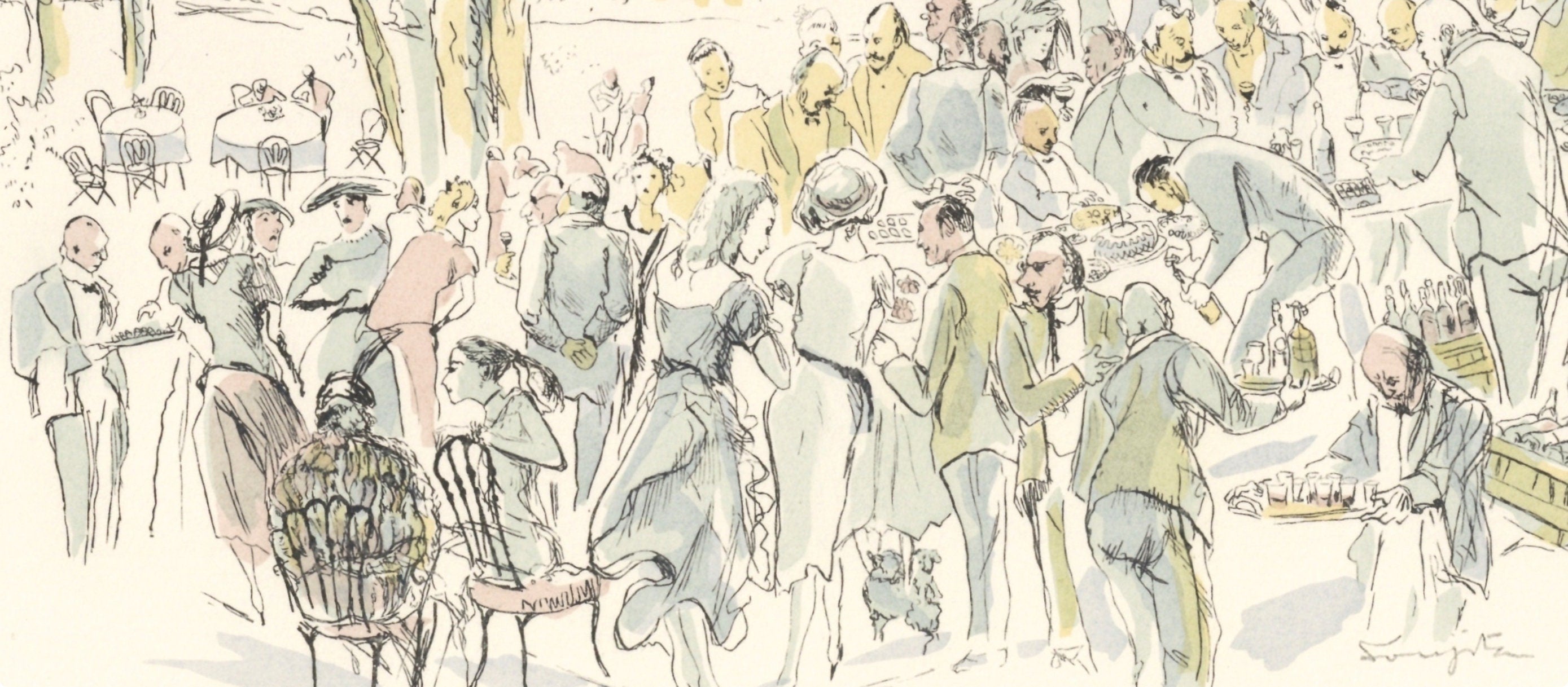 Léonard Tsugouharu Foujita (藤田 嗣治), Garden Party, Vins, Fleurs et Flammes, Limited Edition Lithograph