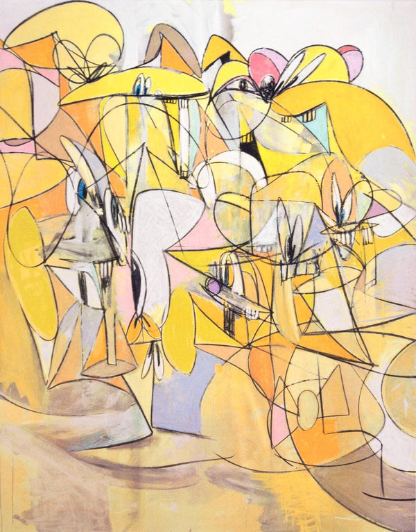 George Condo, Pink and Yellow Sweep, Drawing Paintings, Limited Edition Four Color Process Print