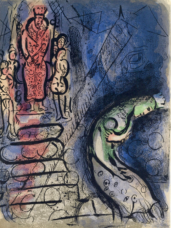 Marc Chagall, Ahaseurus (Mourlot 117-46; Cramer 25), Drawings from the Bible by Marc Chagall, Verve: Revue, Limited Edition Lithograph