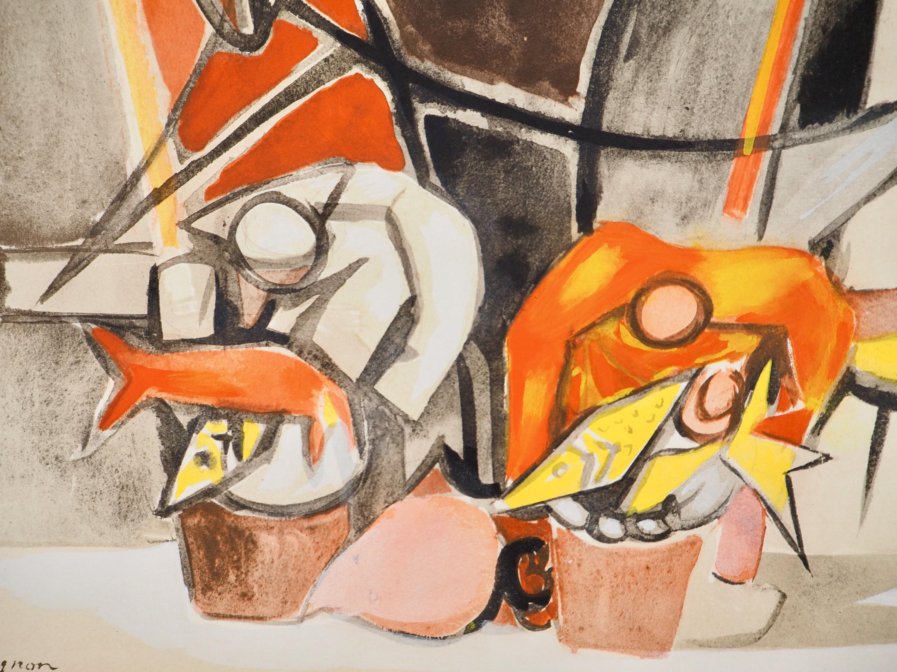 Édouard Pignon, Composition, Arbres et Voiles, Limited Edition Lithograph
