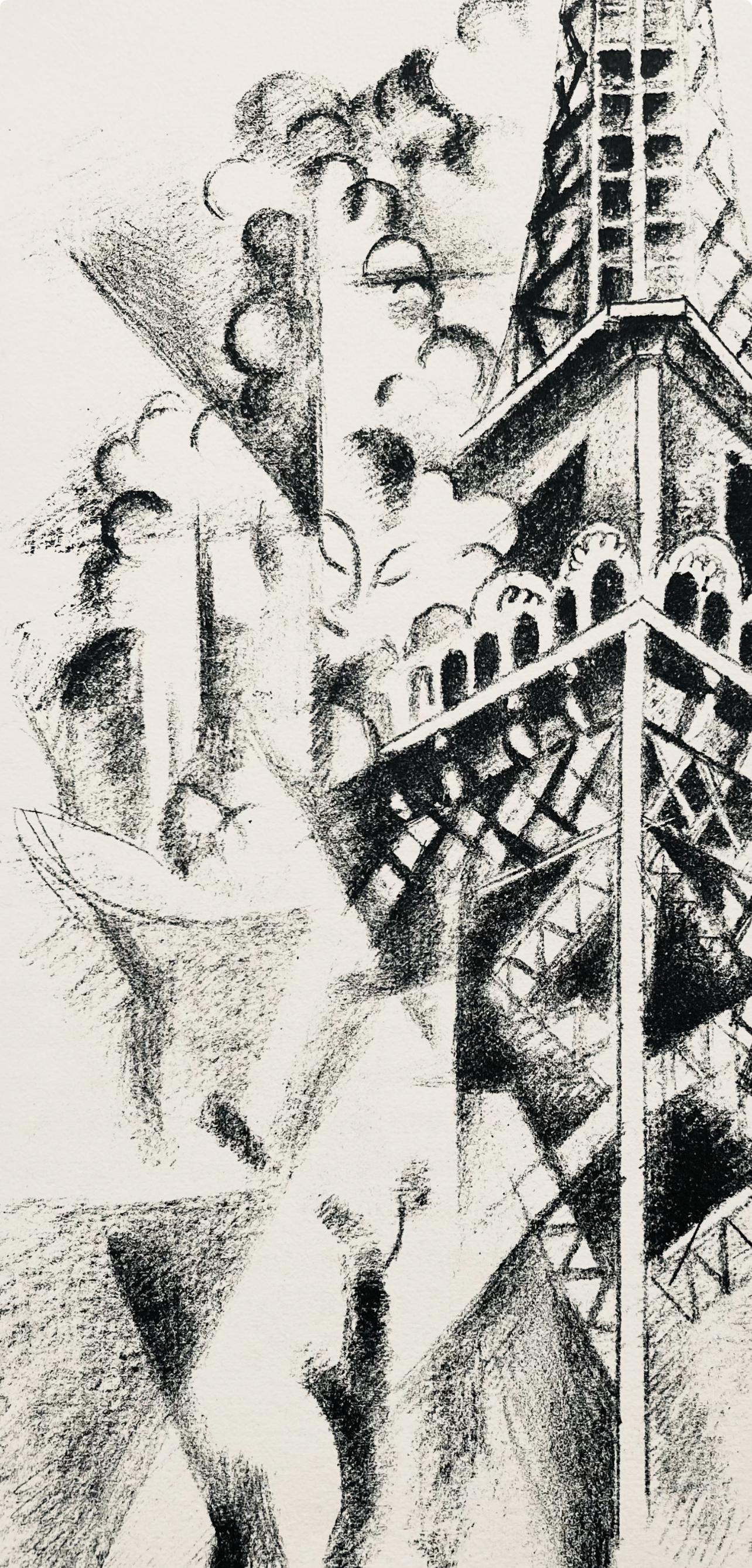 Robert Delaunay, La Tour et la femme (Habasque 720-728), Allo! Paris!, Limited Edition Lithograph