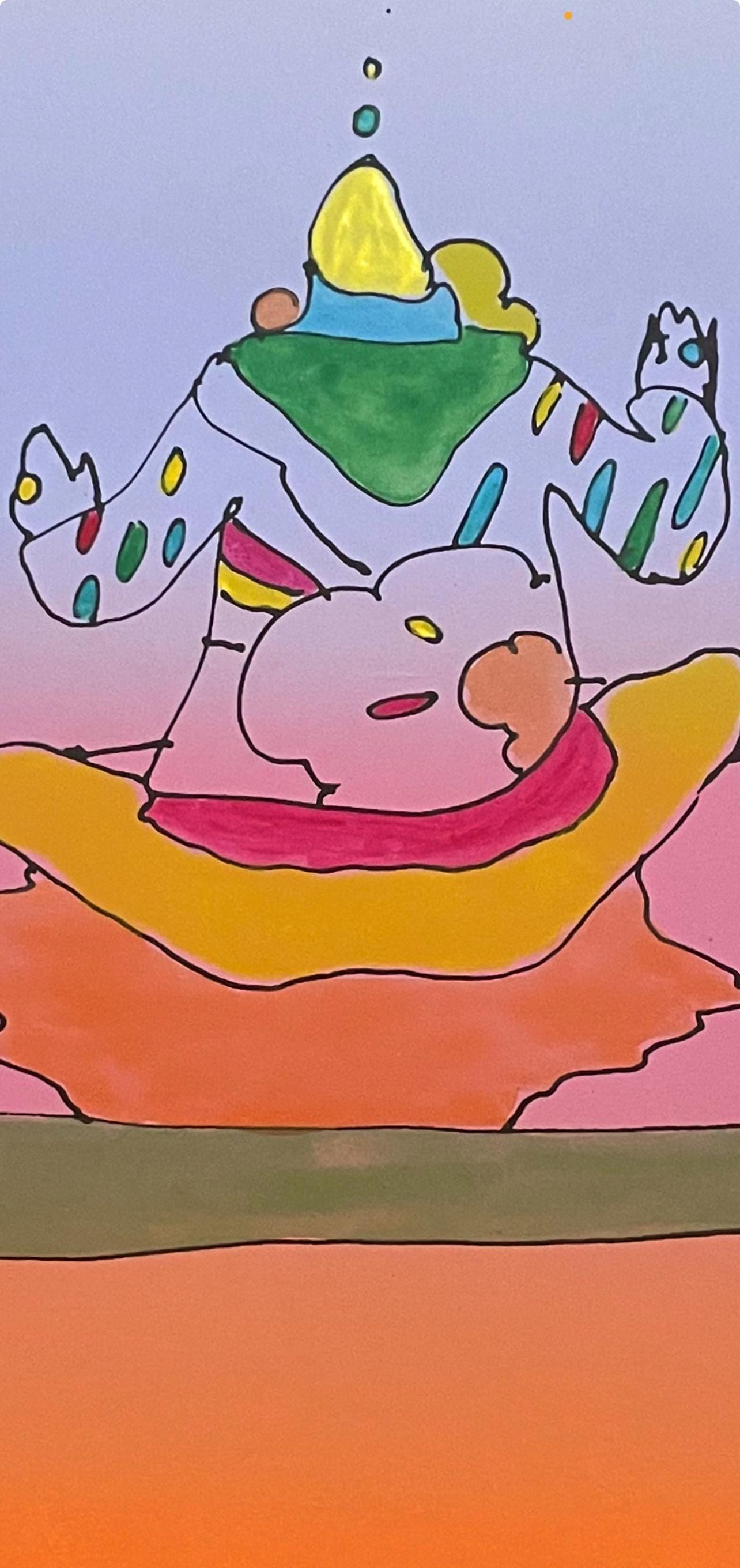 Peter Max, Magic Carpet Ride, Hand Signed, Mixed Media Watercolor and Silkscreen Painting
