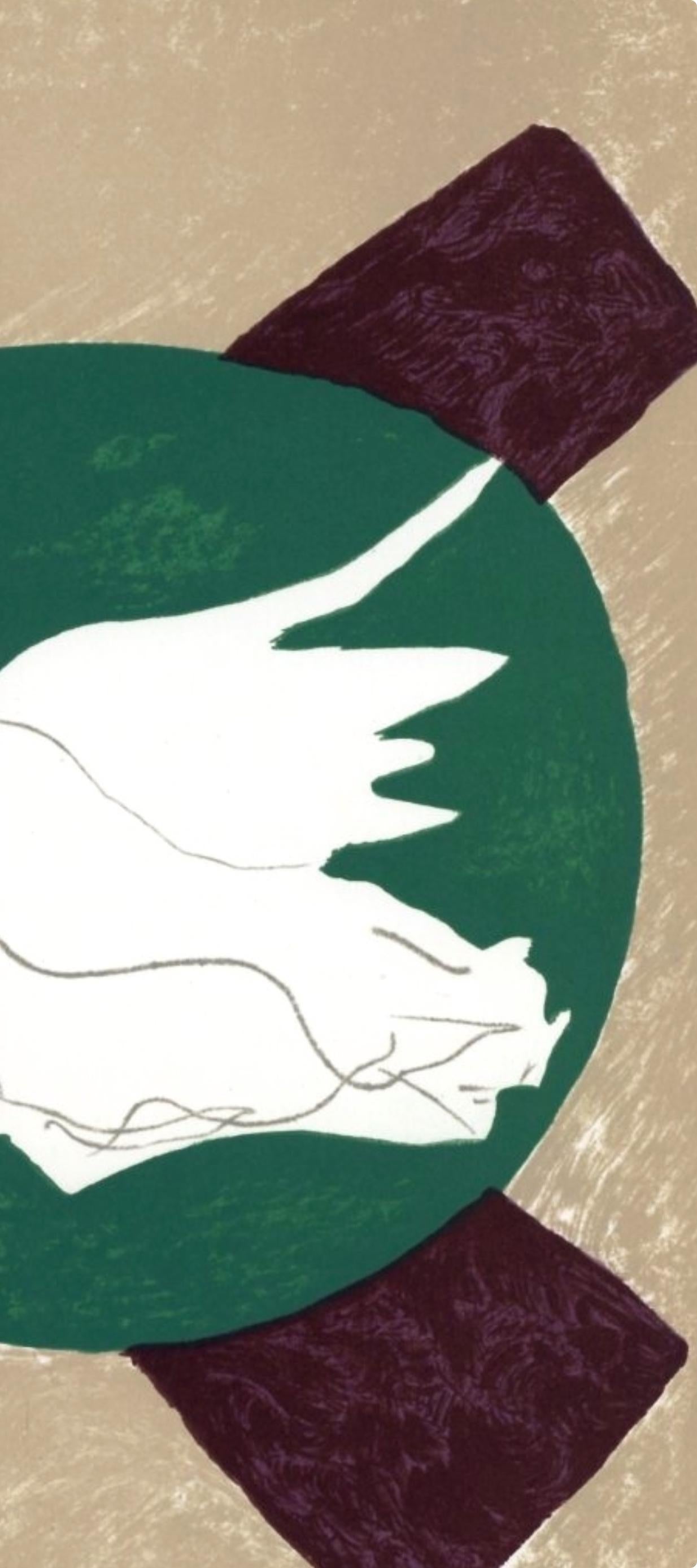 Georges Braque, Oiseau sur fond de X (Mourlot 55), XXe siècle, Limited Edition Lithograph