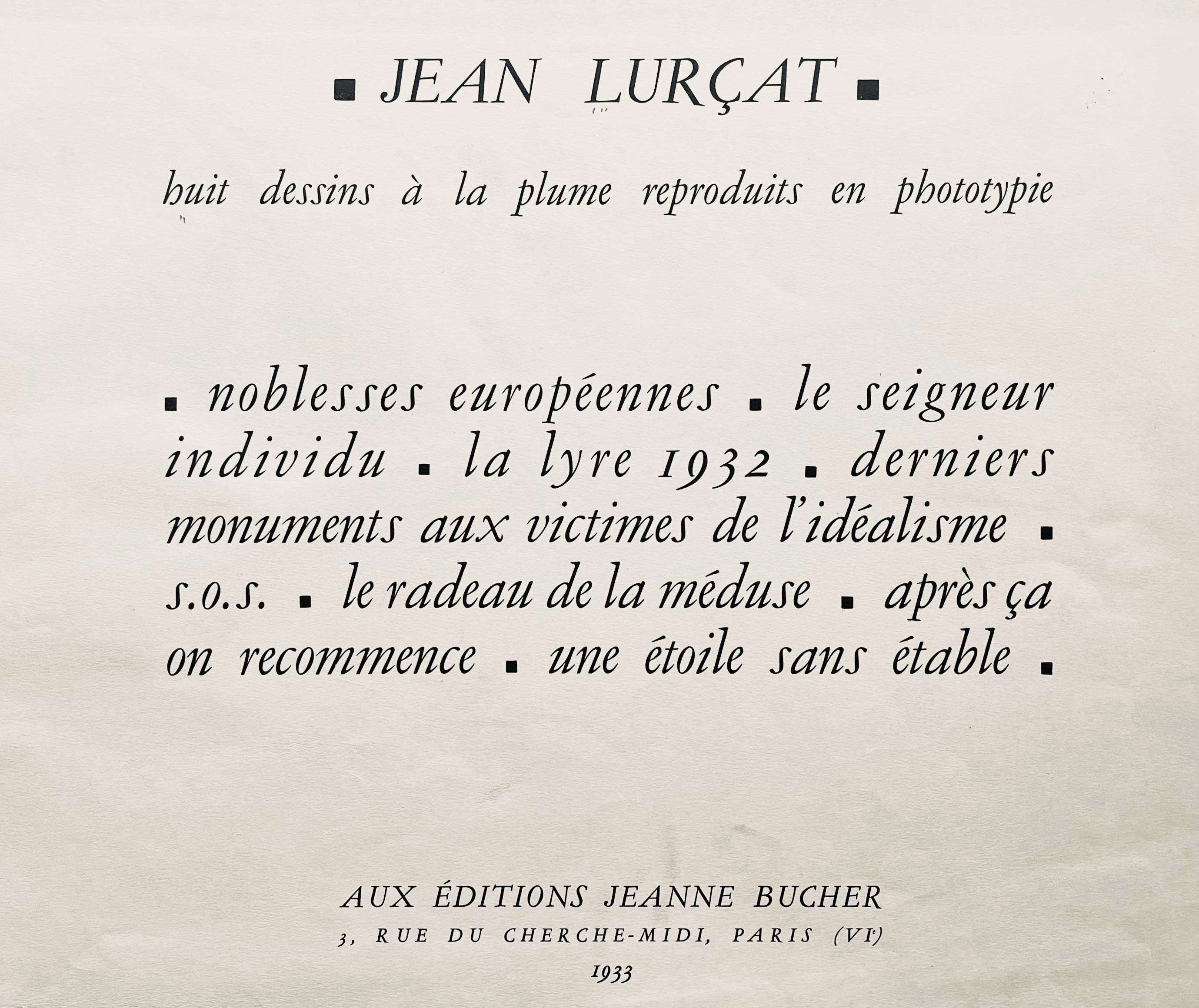 Jean Lurçat, la lyre 1932, huit dessins à la plume, Limited Edition Lithograph