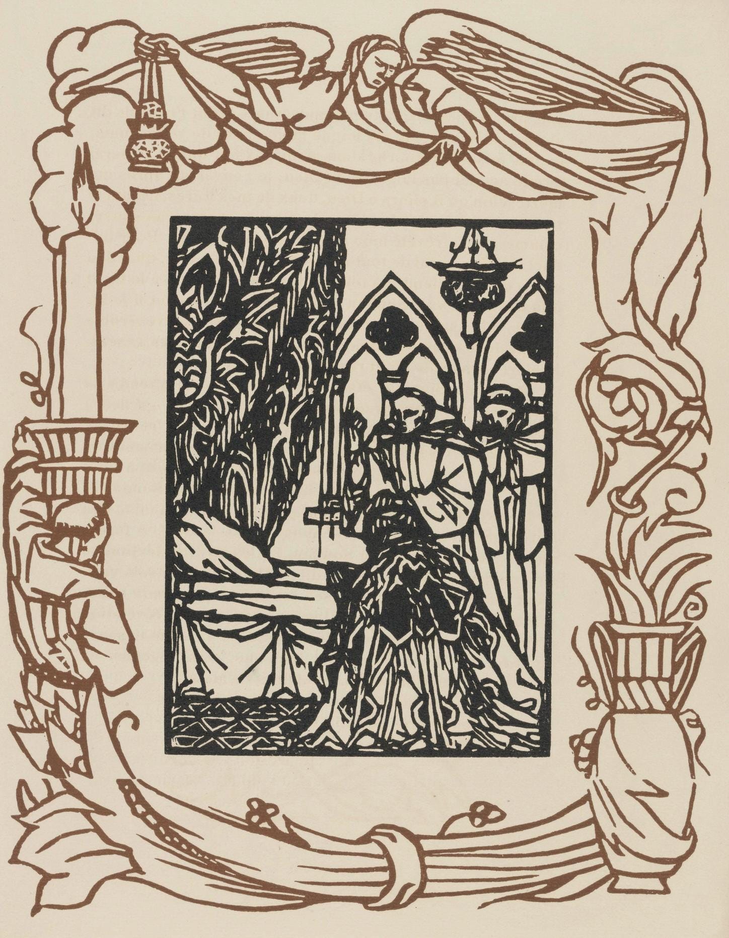 Émile Bernard, Composition (Morane, No. 100), Les Petites Fleurs de St. Françoise, Limited Edition Woodcut