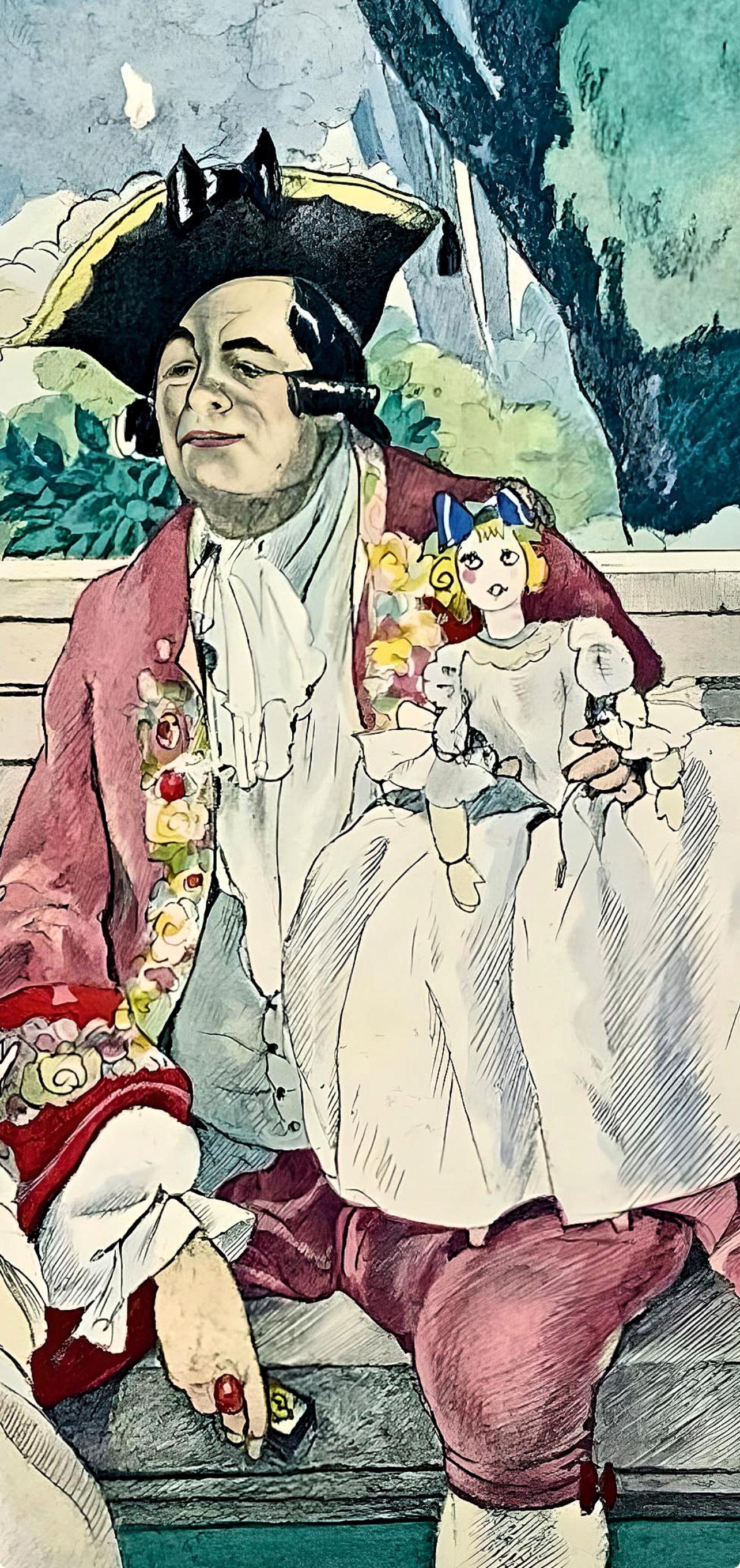 Umberto Brunelleschi, Composition, La Leçon d'amour dans un parc, Limited Edition Lithograph