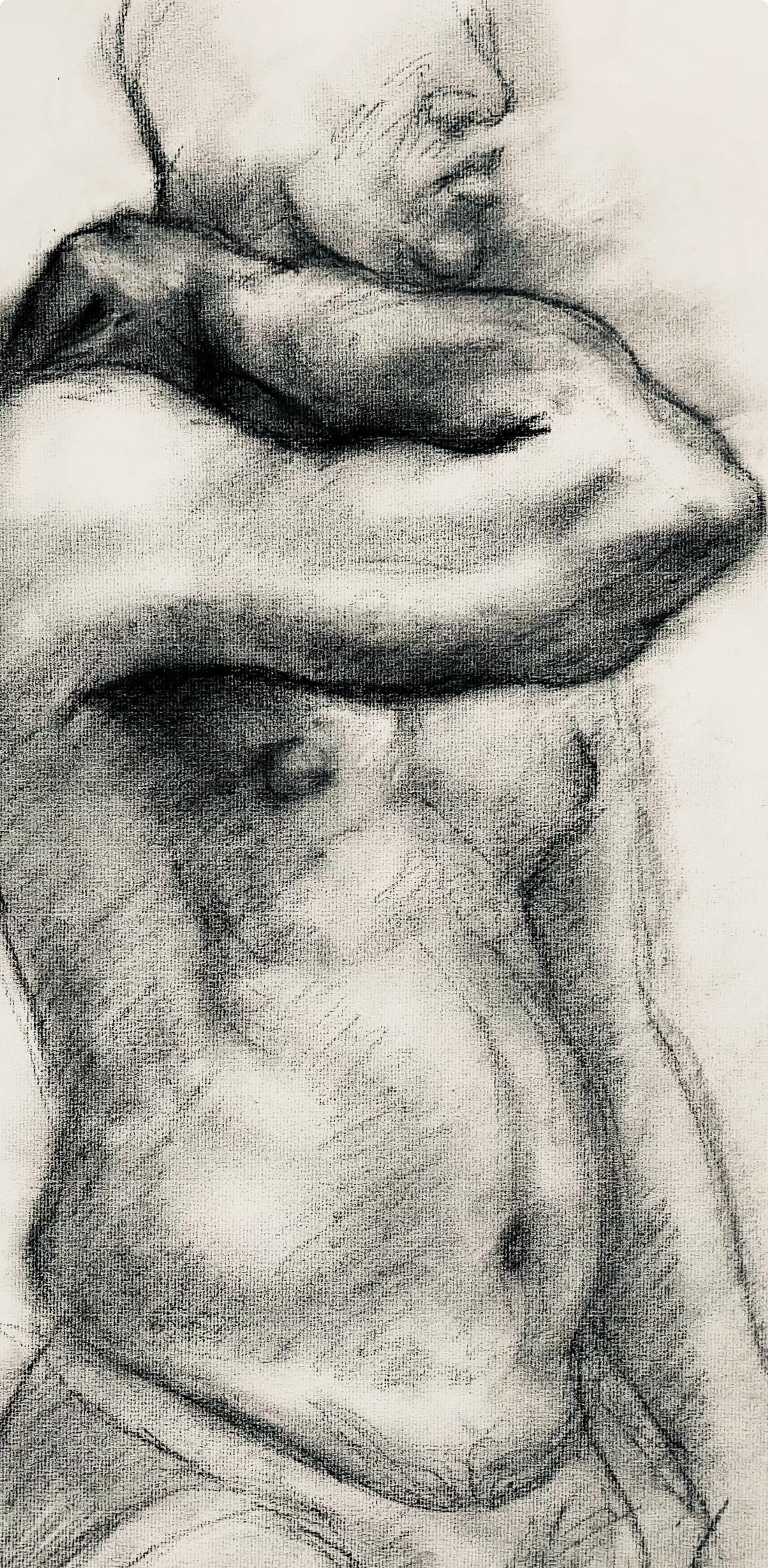 Ian Hornak, Renaissance Male Nude Figure Study, 1963, Original Drawing