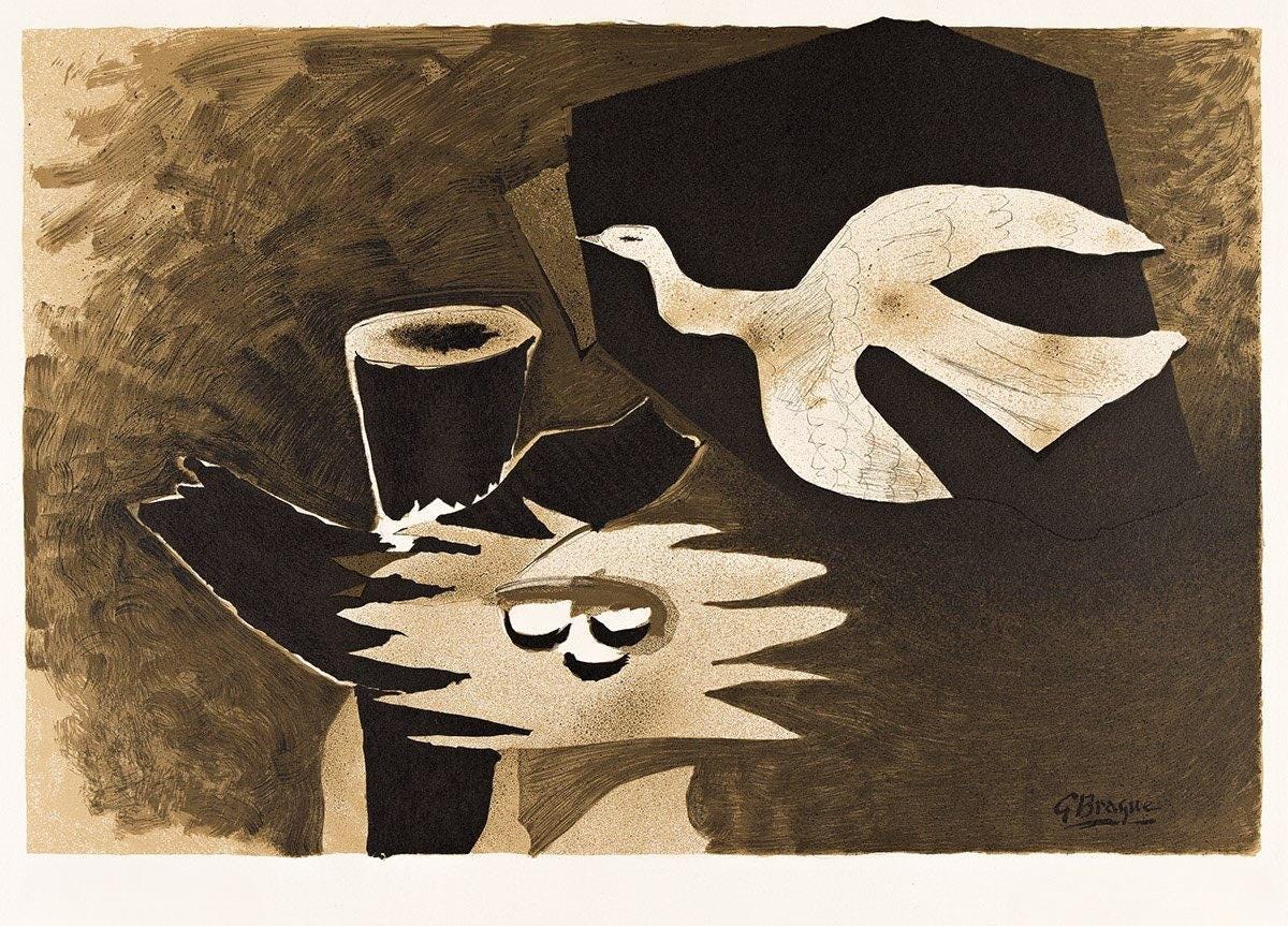 Georges Braque, L'oiseau et son nid, Derrière le miroir, Limited Edition Lithograph