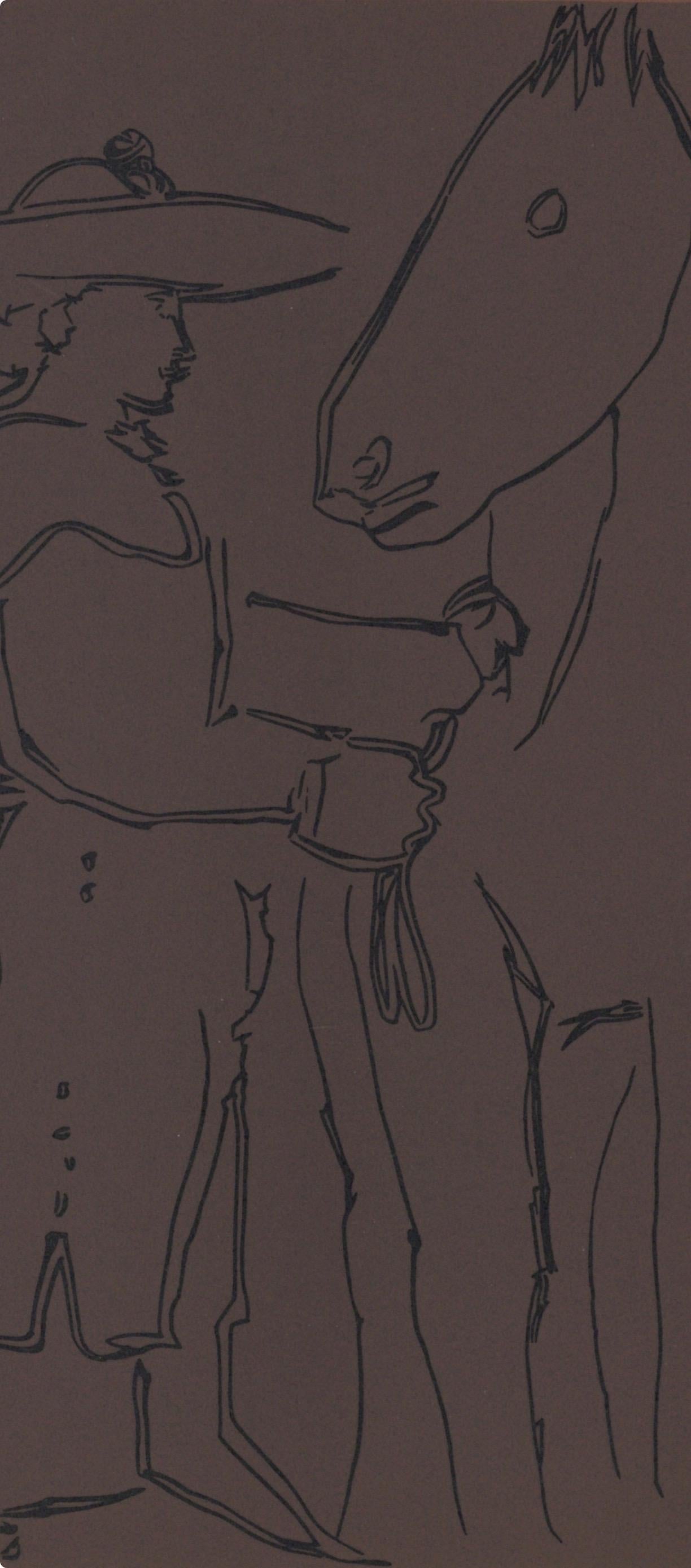Pablo Picasso, Standing Picador with his Horse (Orozco 214), Grabados al linóleo, Limited Edition Linocut