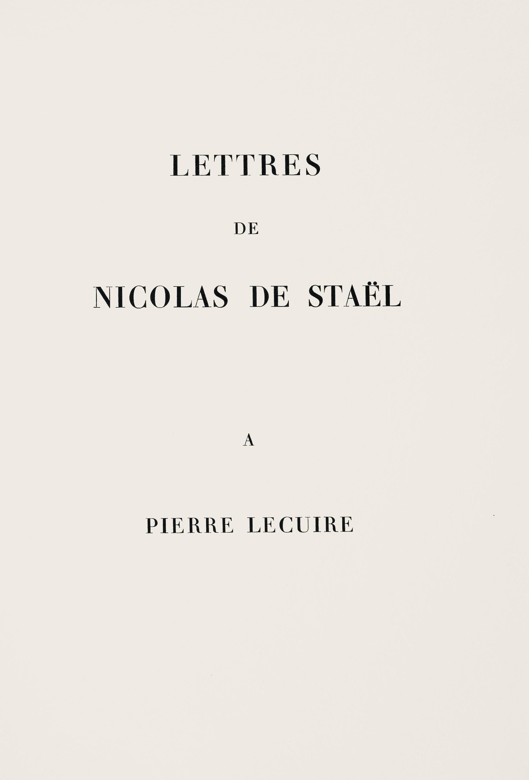 Nicolas de Staël, Composition, Lettres de Nicolas de Staël à Pierre Lecuire, Limited Edition Lithograph