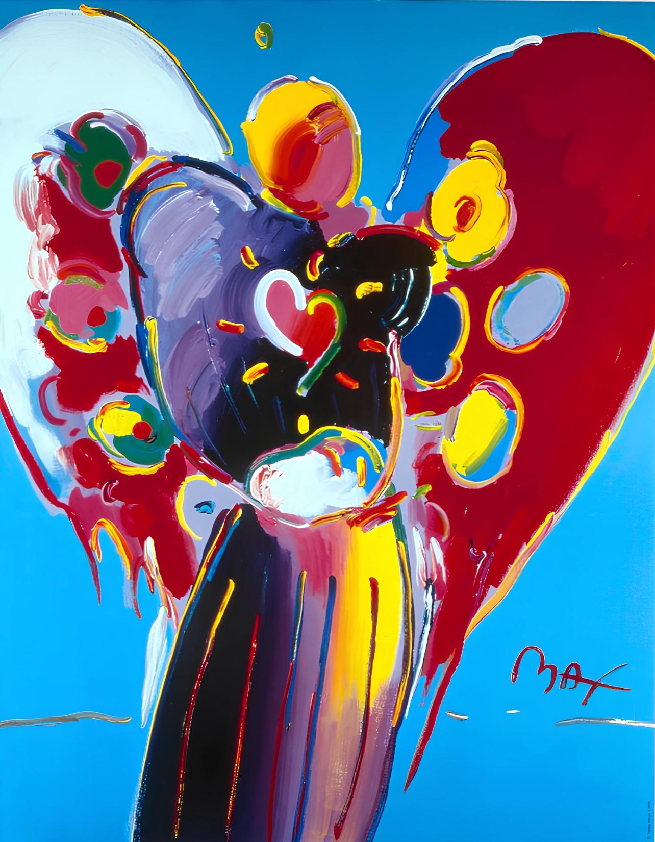 Peter Max, Angel with Heart, 1999, Hand Signed, Official Edition Offset Lithograph