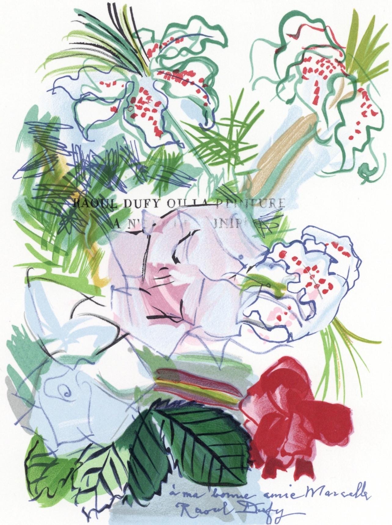 Raoul Dufy, Fleurs peintes en manière, Lettre à mon peintre Raoul Dufy, Limited Edition Lithograph
