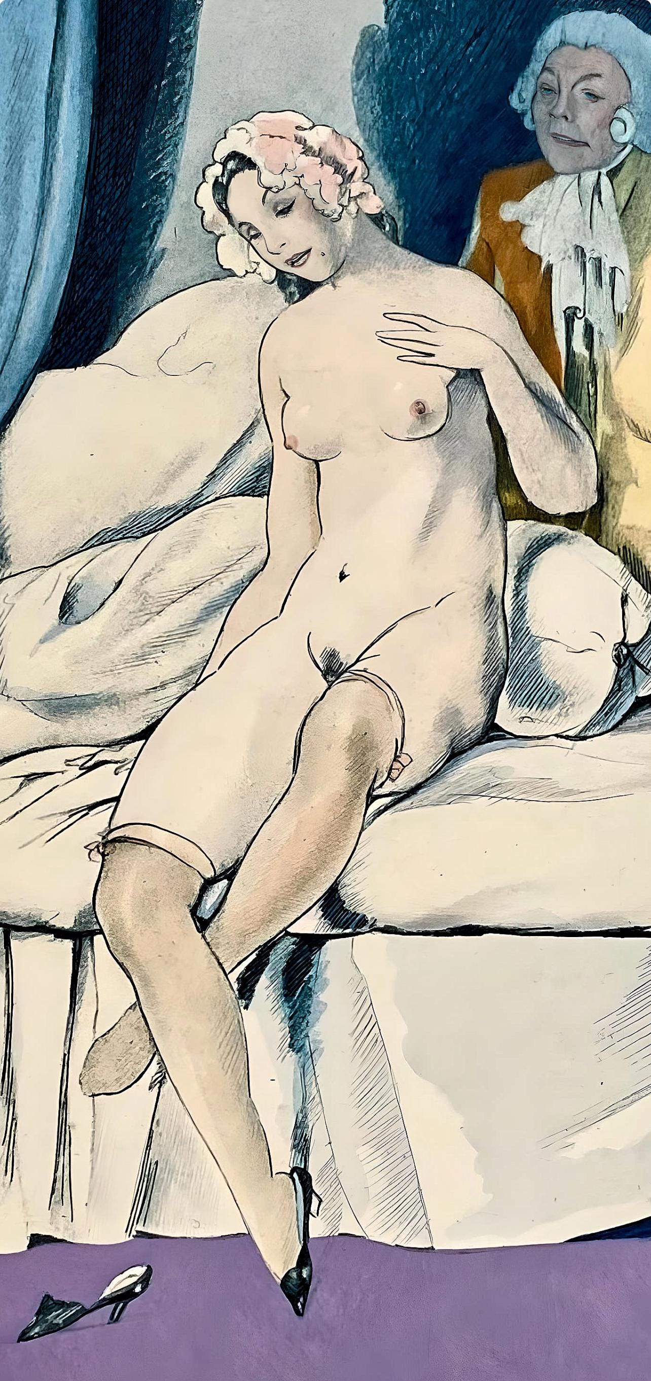 Umberto Brunelleschi, Composition, La Leçon d'amour dans un parc, Limited Edition Lithograph