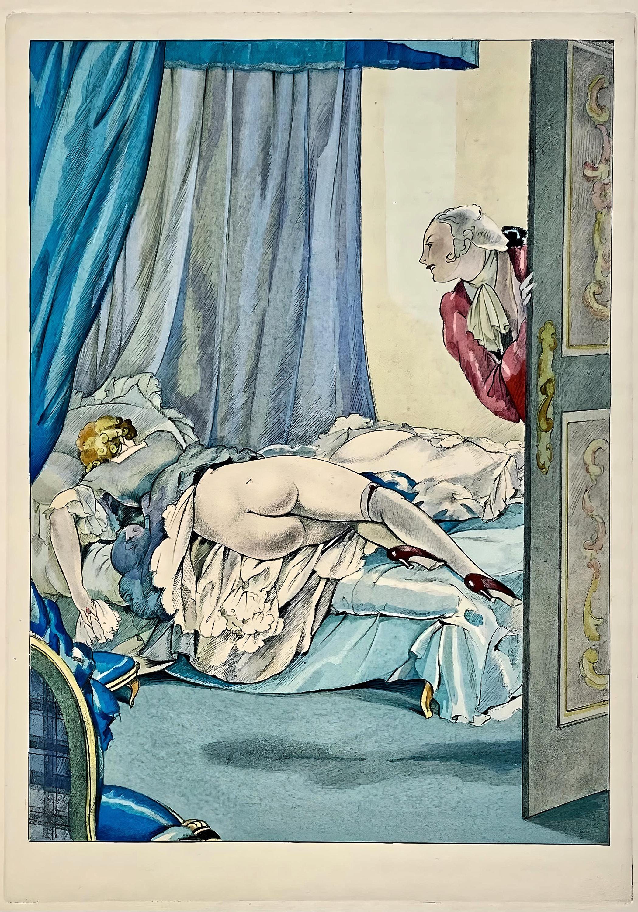 Umberto Brunelleschi, Composition, La Leçon d'amour dans un parc, Limited Edition Lithograph