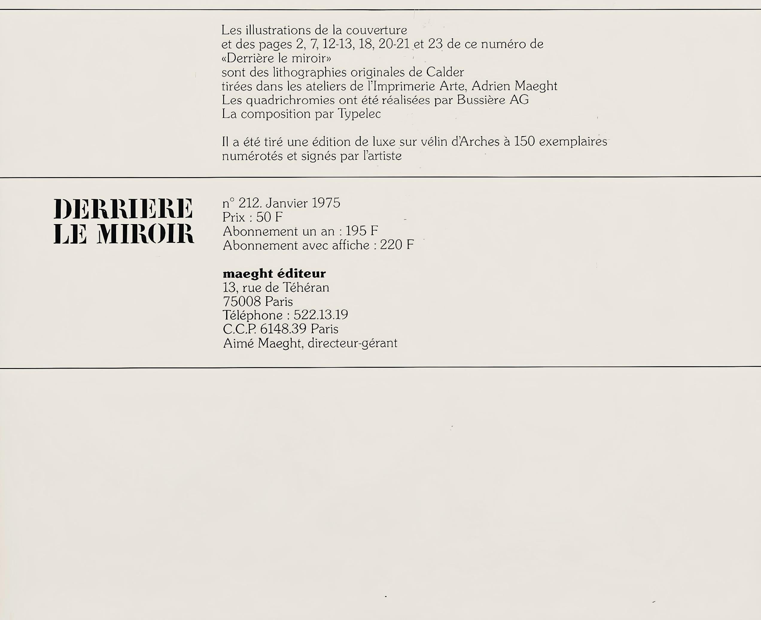 Alexander Calder, Composition, Derrière le miroir, Limited Edition Lithograph
